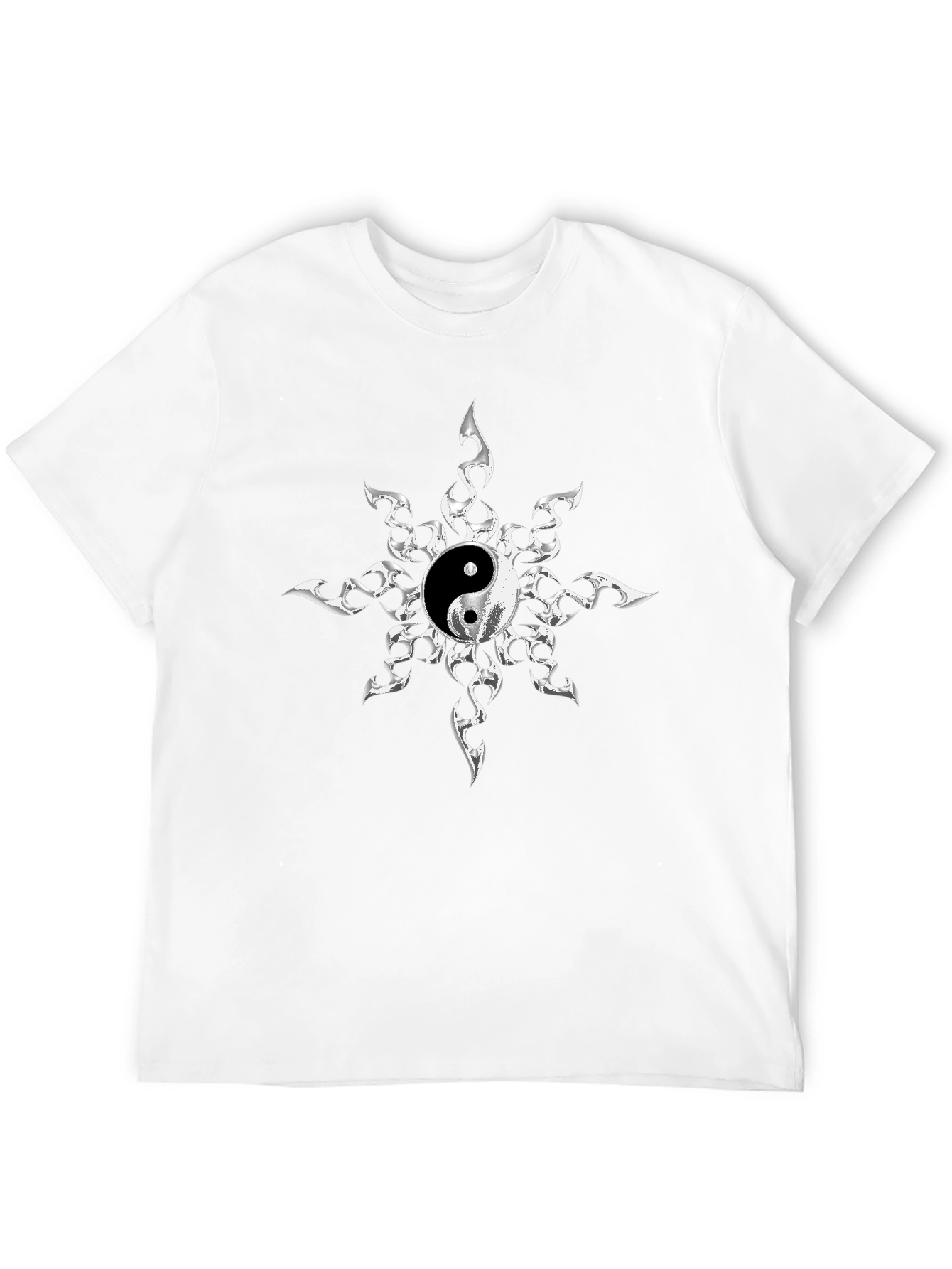 Yin Yang Sunburst Graphic Tee - Black Cotton Blend