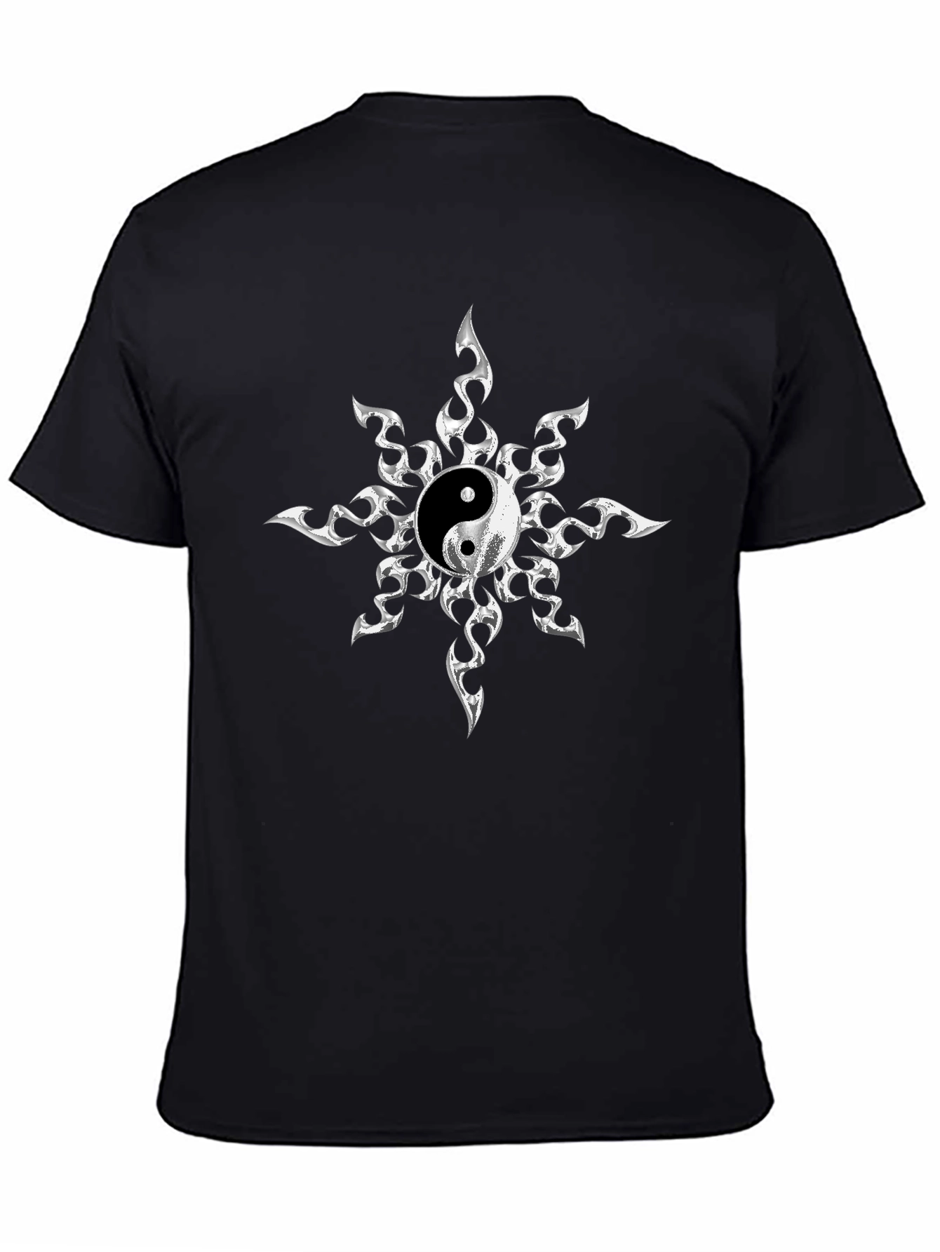 Yin Yang Sunburst Graphic Tee - Black Cotton Blend