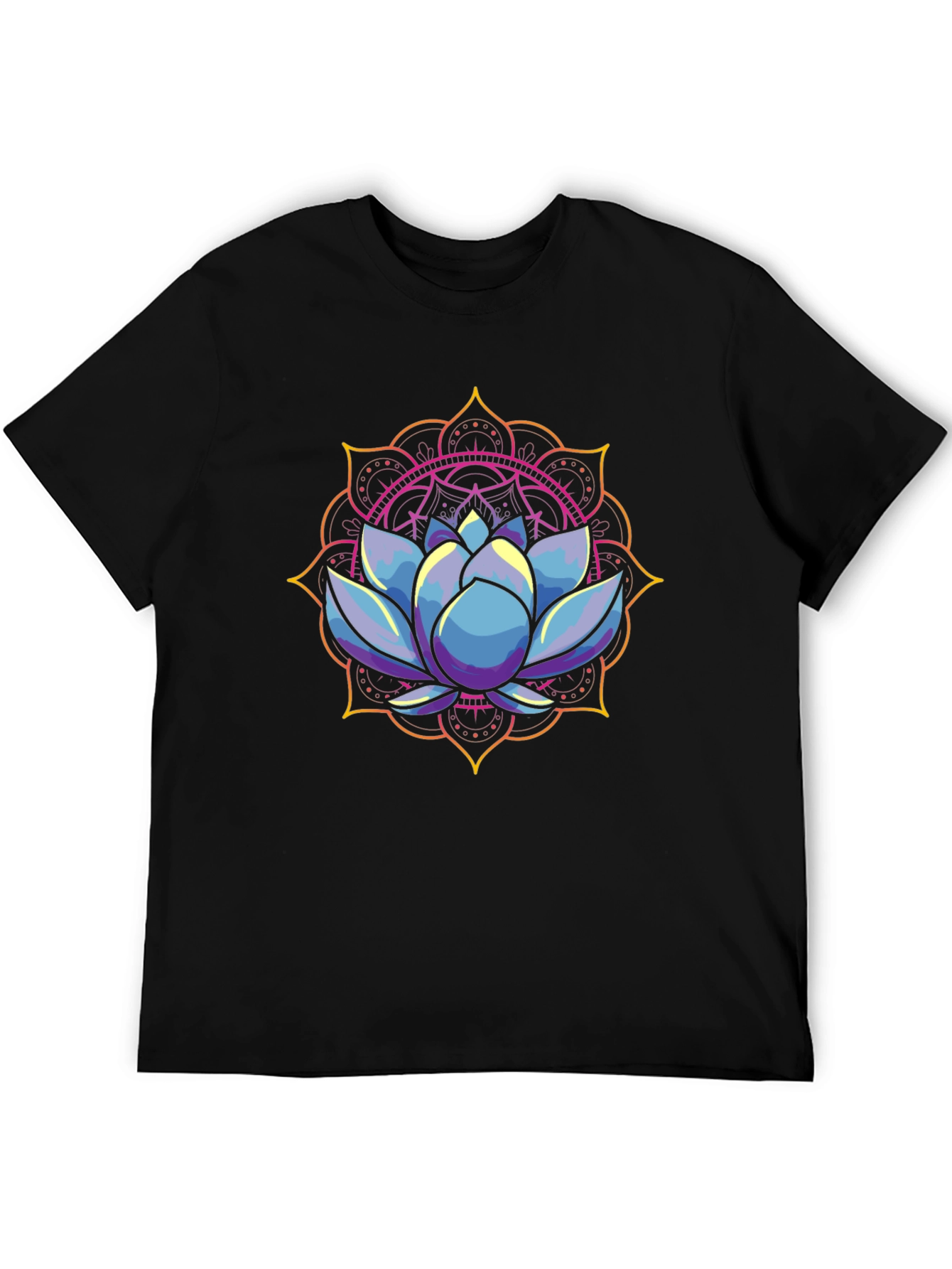 Lotus Mandala Graphic Tee - Stylish Mens Black T-Shirt