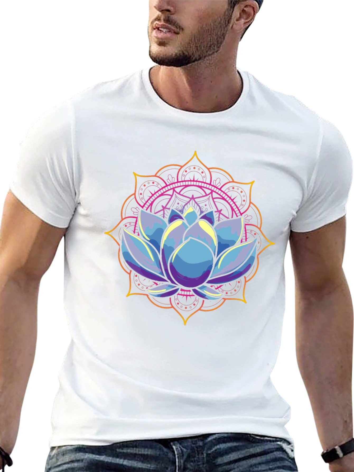 Lotus Mandala Graphic Tee - Stylish Mens Black T-Shirt