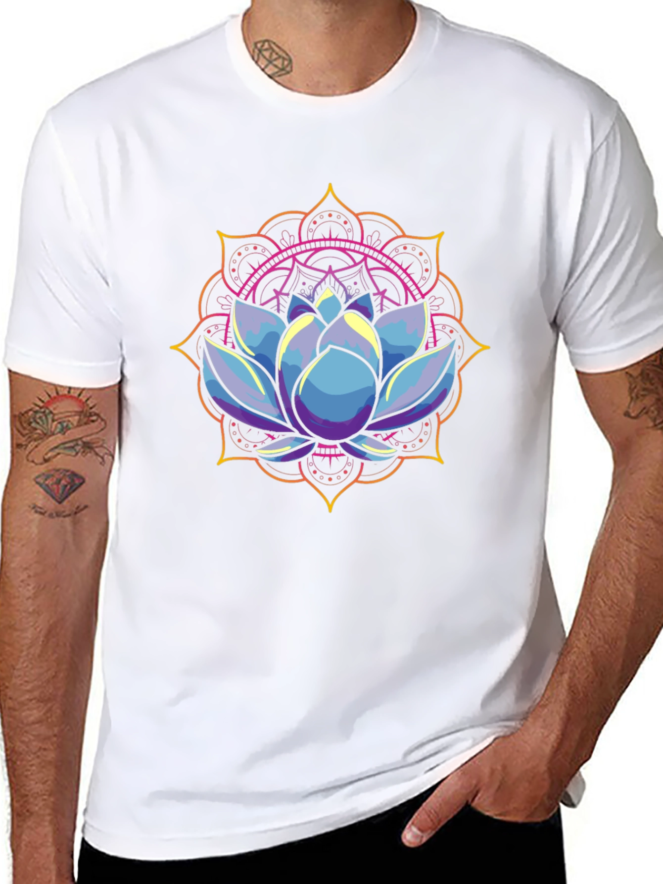 Lotus Mandala Graphic Tee - Stylish Mens Black T-Shirt