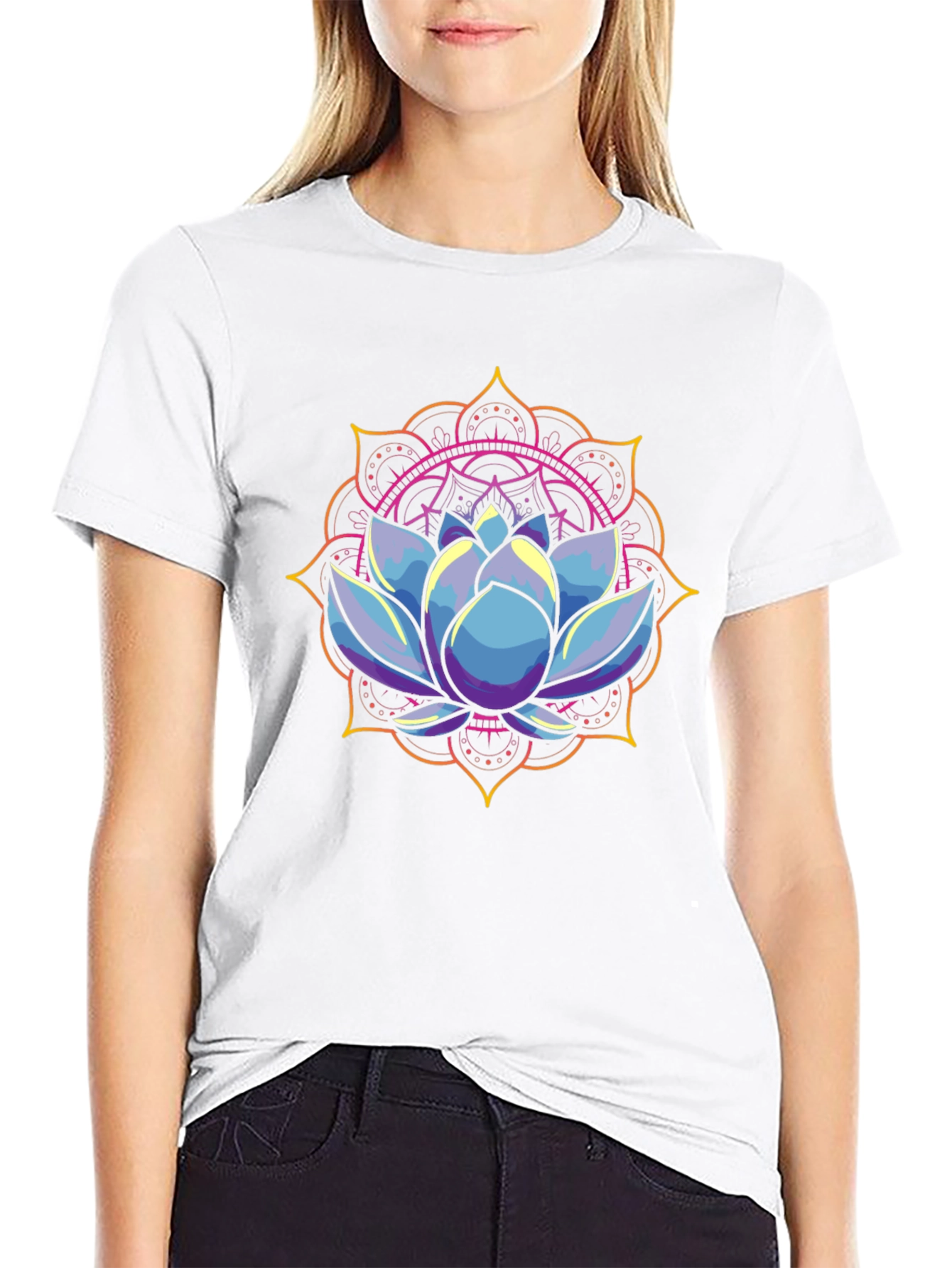Lotus Mandala Graphic Tee - Stylish Mens Black T-Shirt