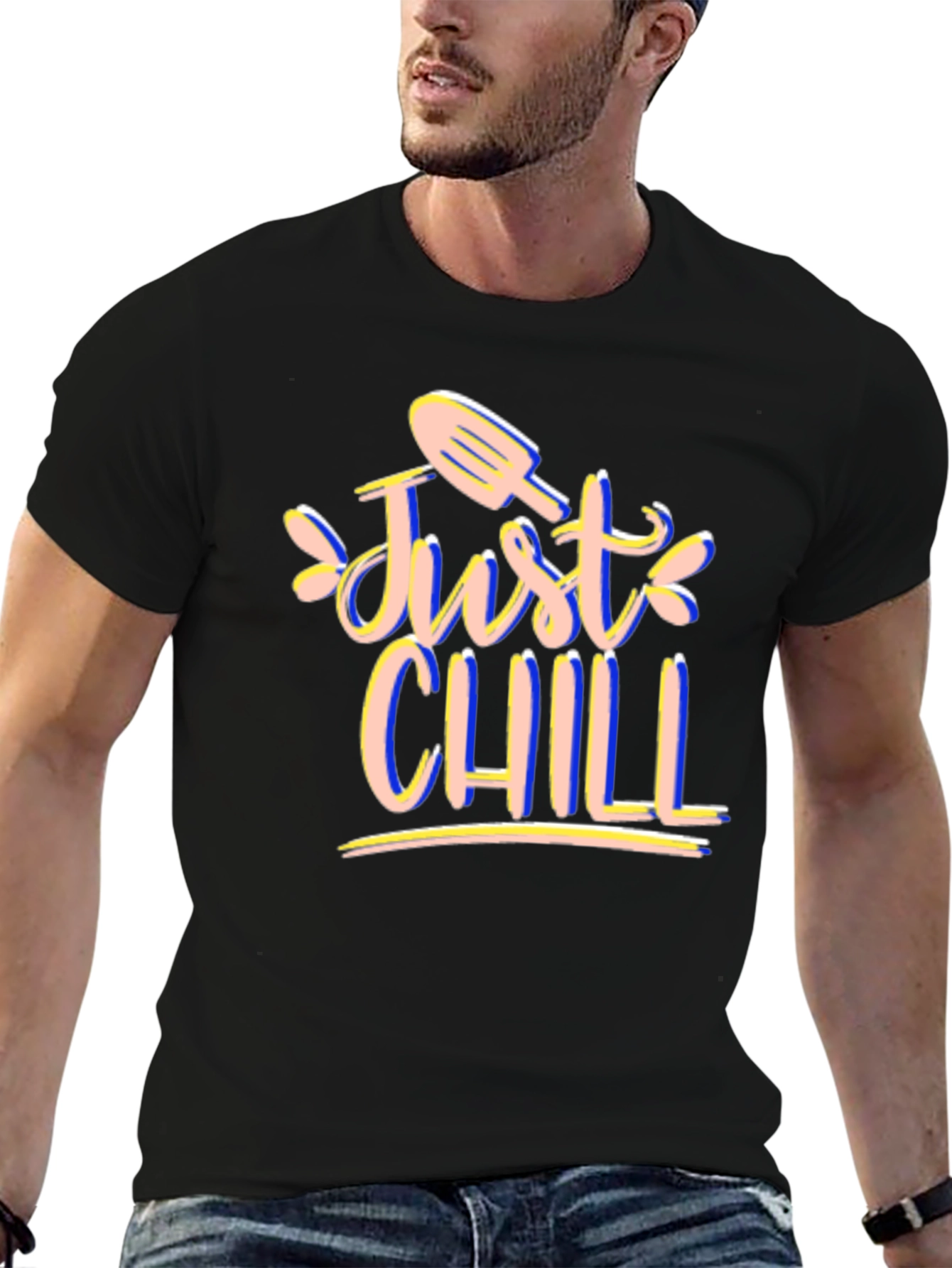 Just Chill Graphic Tee - Black Cotton T-Shirt