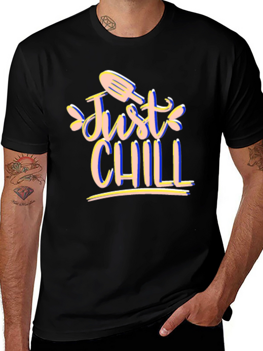 Just Chill Graphic Tee - Black Cotton T-Shirt