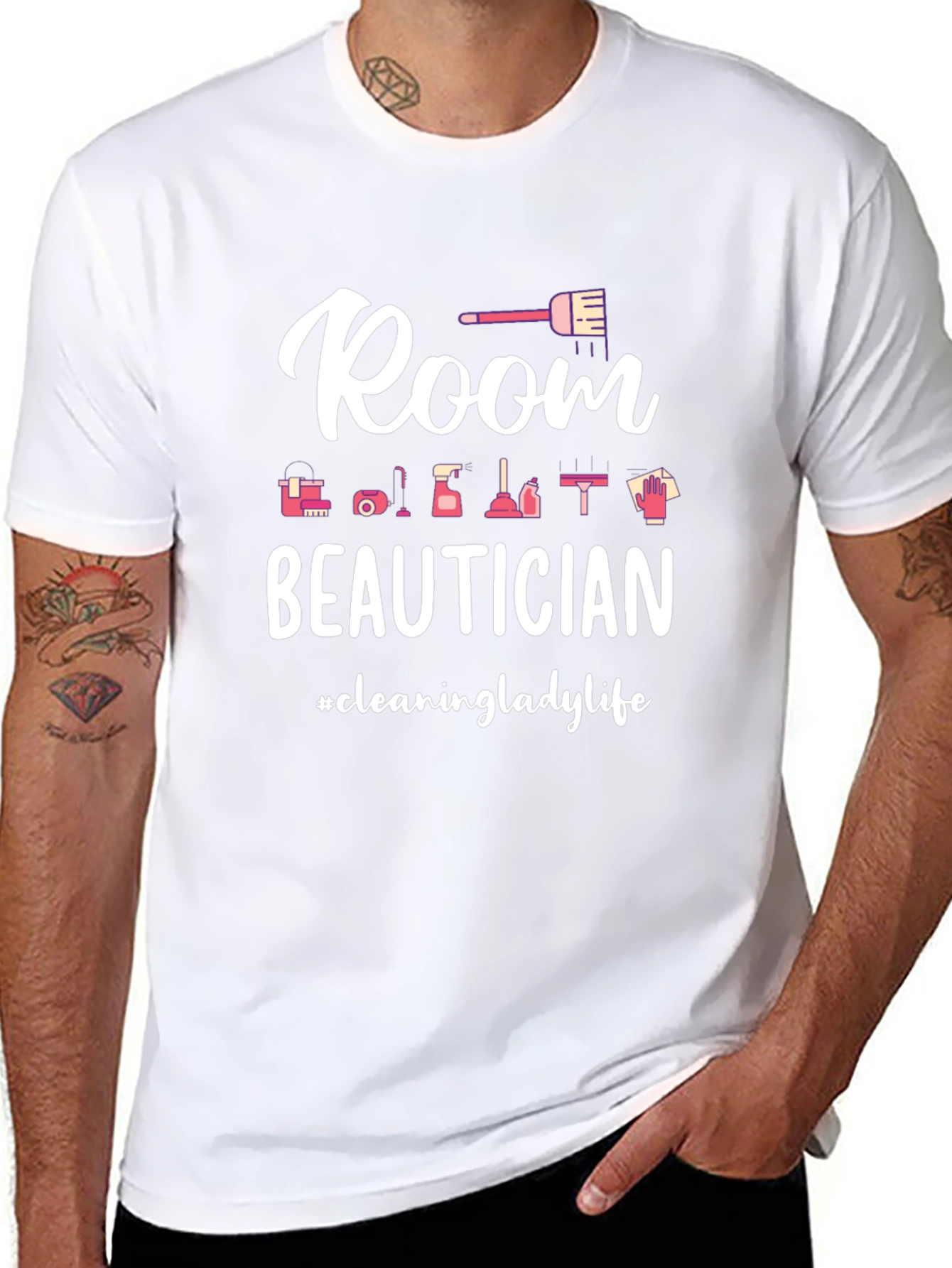 Room Beautician Cleaning Lady Life Black T-Shirt