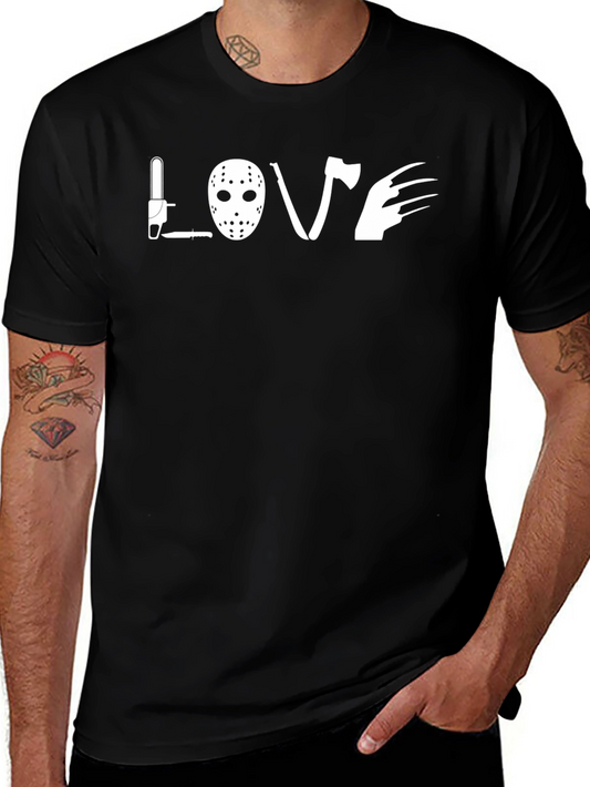 Horror Movie Love T-Shirt - Chainsaw Mask Axe & Claws
