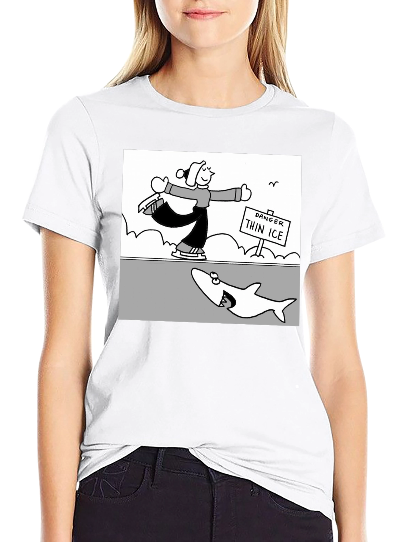 Danger Thin Ice Cartoon T-Shirt