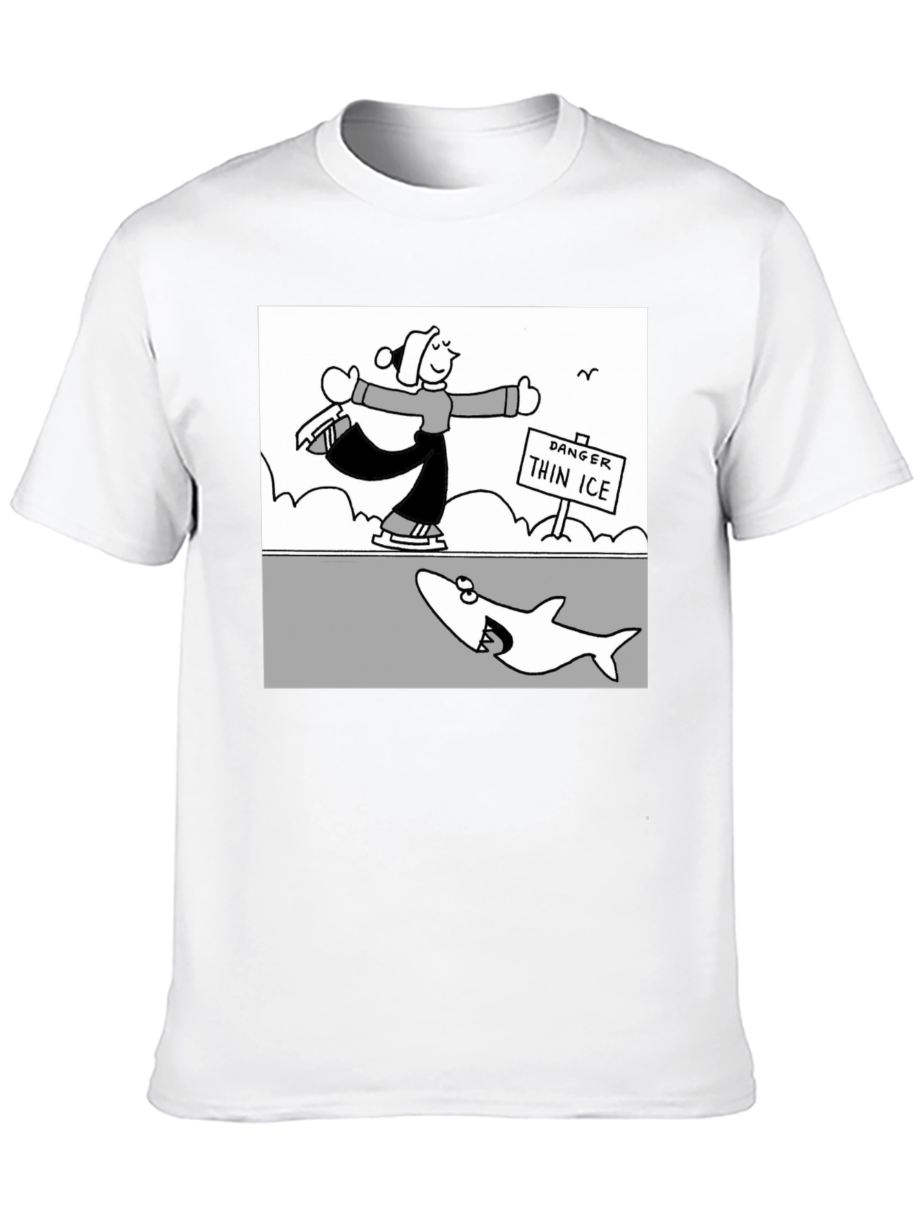 Danger Thin Ice Cartoon T-Shirt