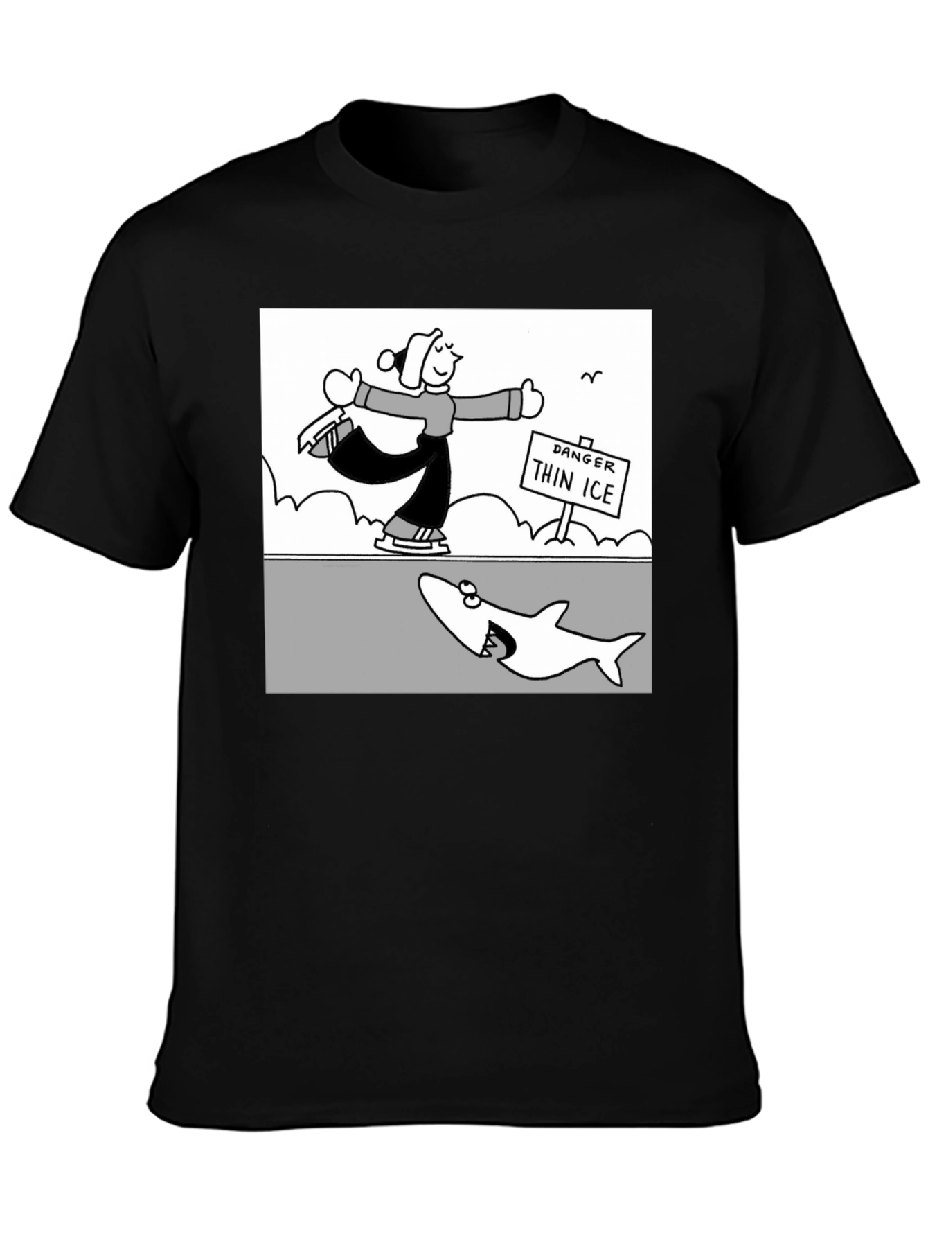 Danger Thin Ice Cartoon T-Shirt