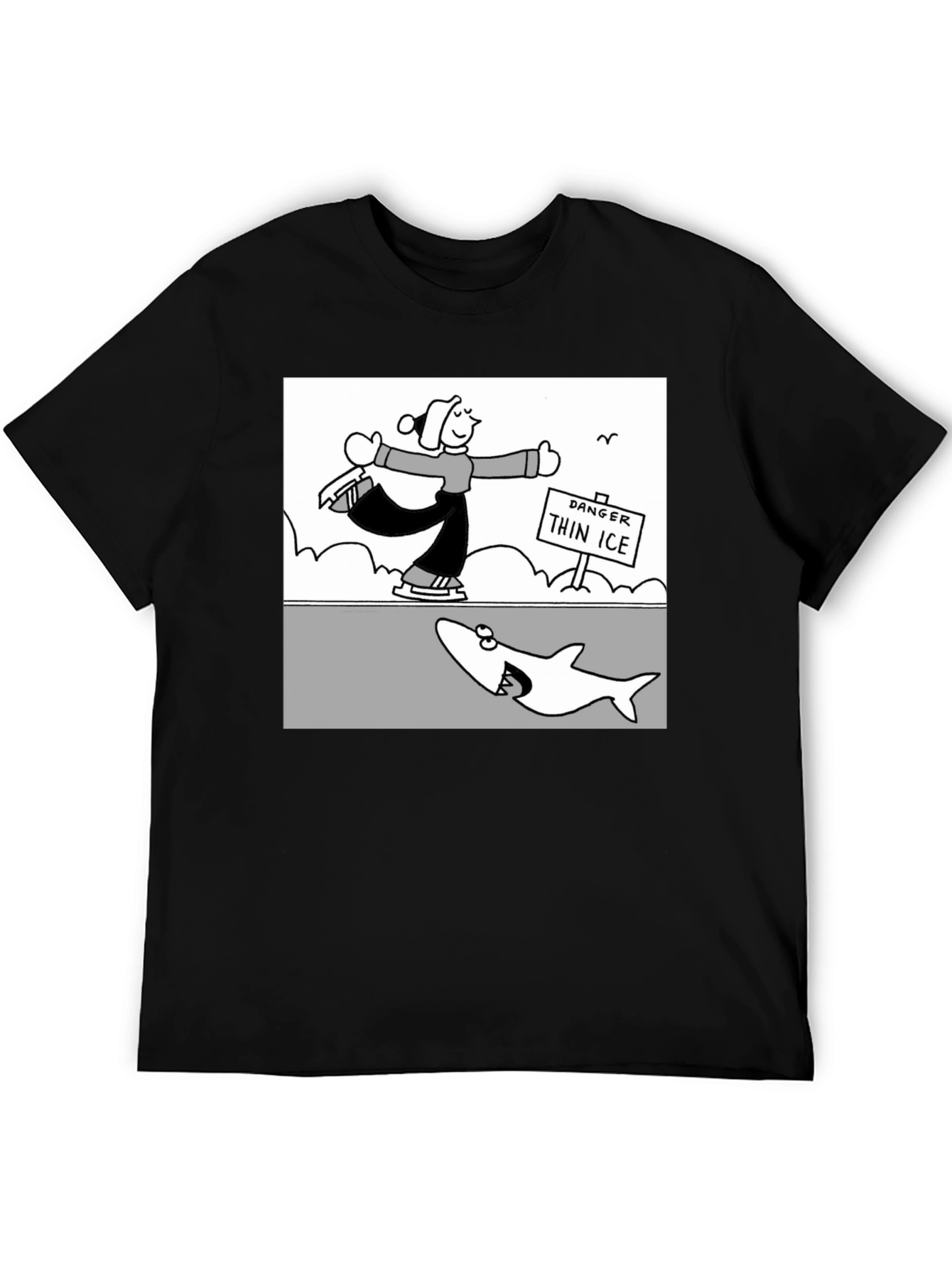 Danger Thin Ice Cartoon T-Shirt