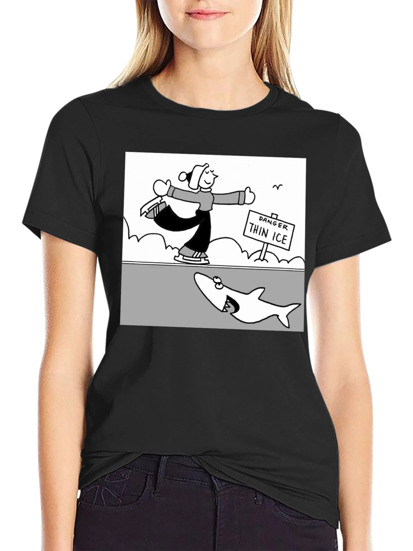 Danger Thin Ice Cartoon T-Shirt