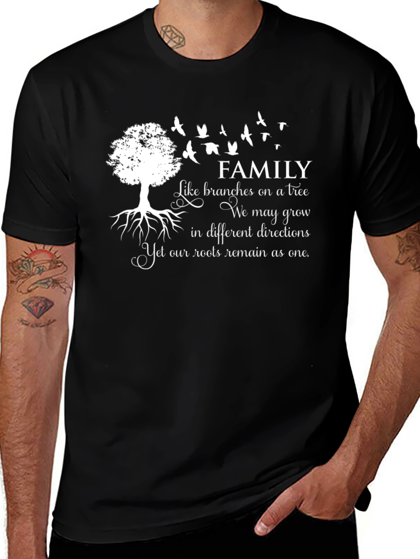 Family Tree Roots Black T-Shirt