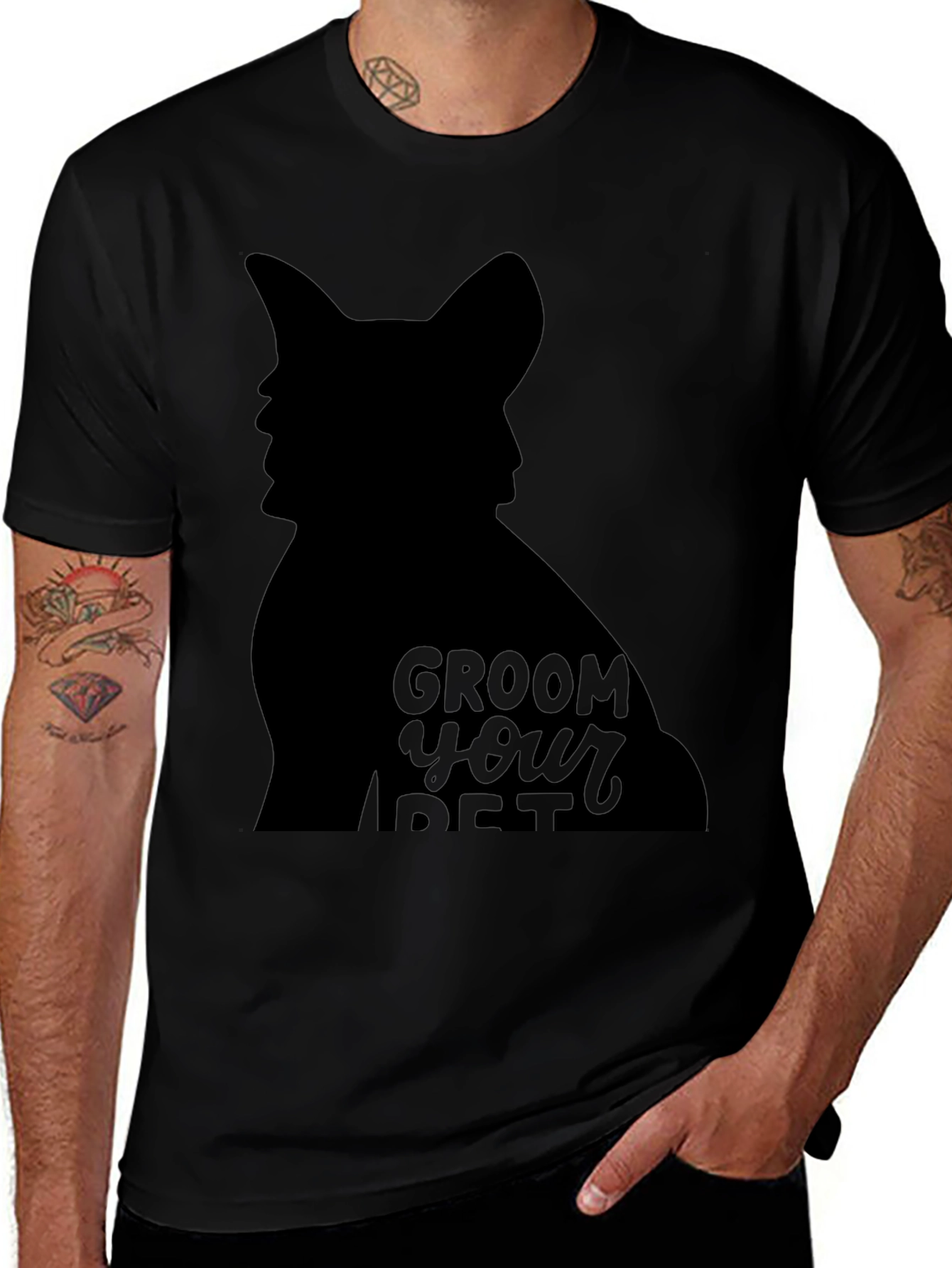Groom Your Pet Black Graphic Tee