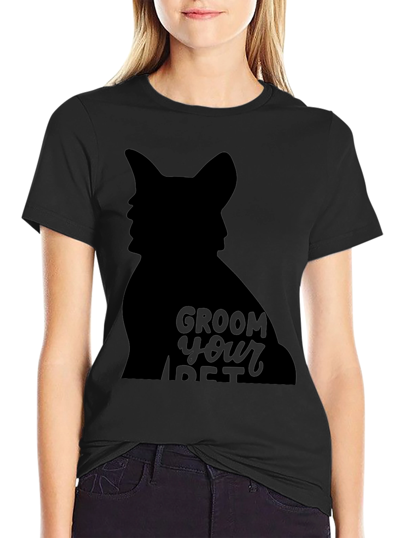 Groom Your Pet Black Graphic Tee
