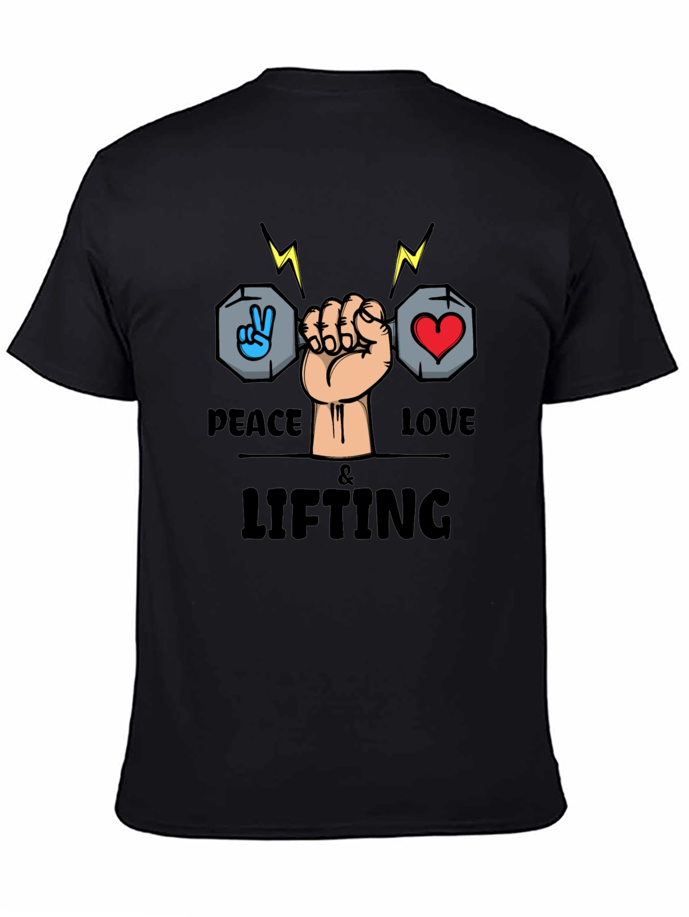 Peace Love Lifting Black Graphic Tee