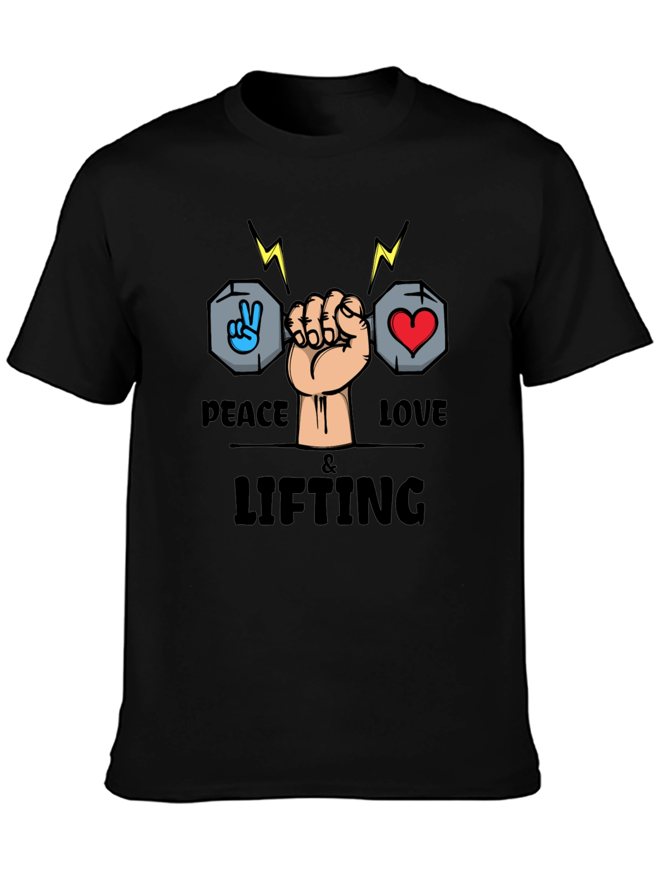 Peace Love Lifting Black Graphic Tee