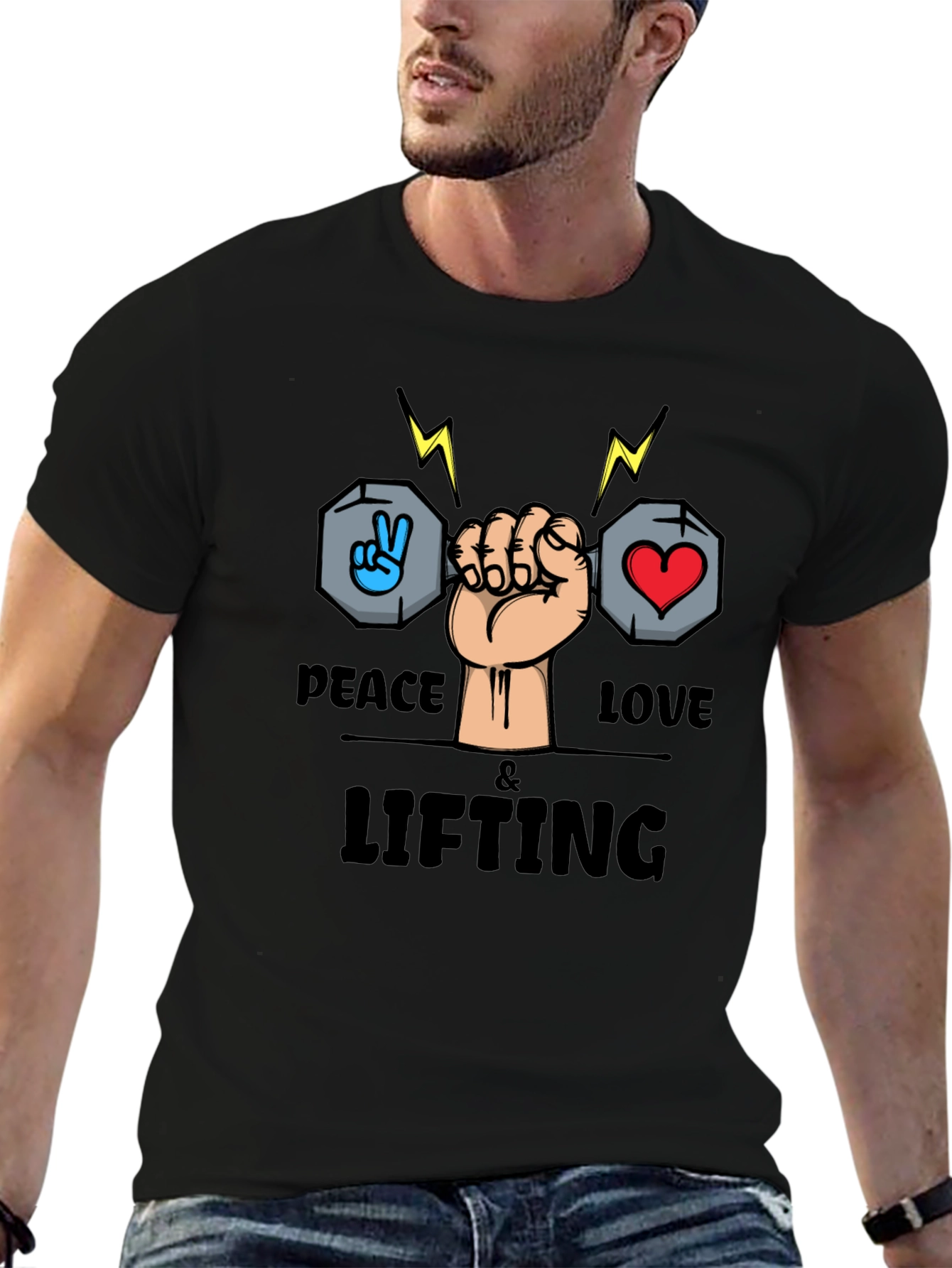 Peace Love Lifting Black Graphic Tee