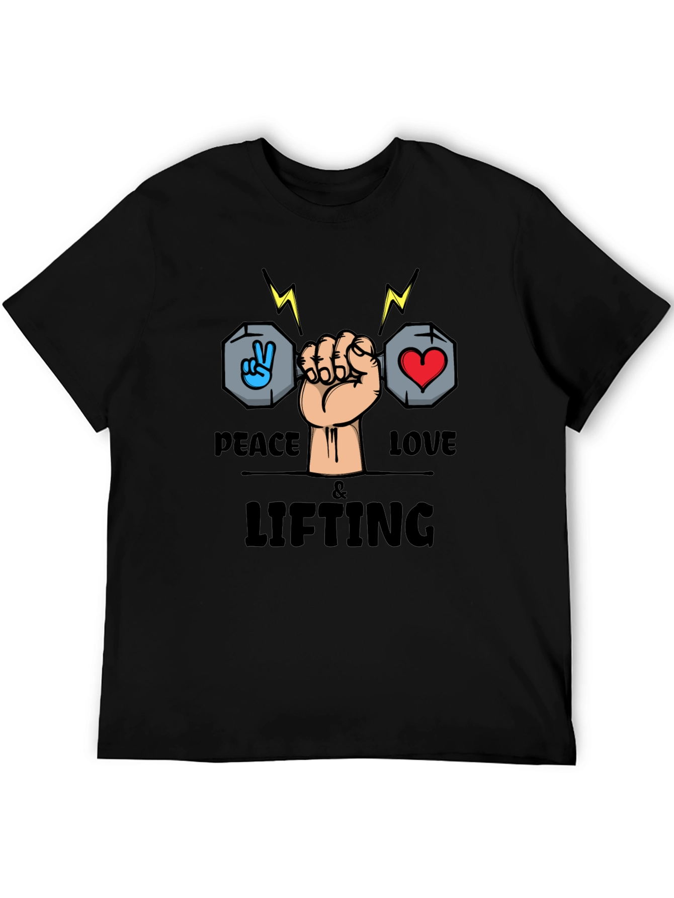 Peace Love Lifting Black Graphic Tee