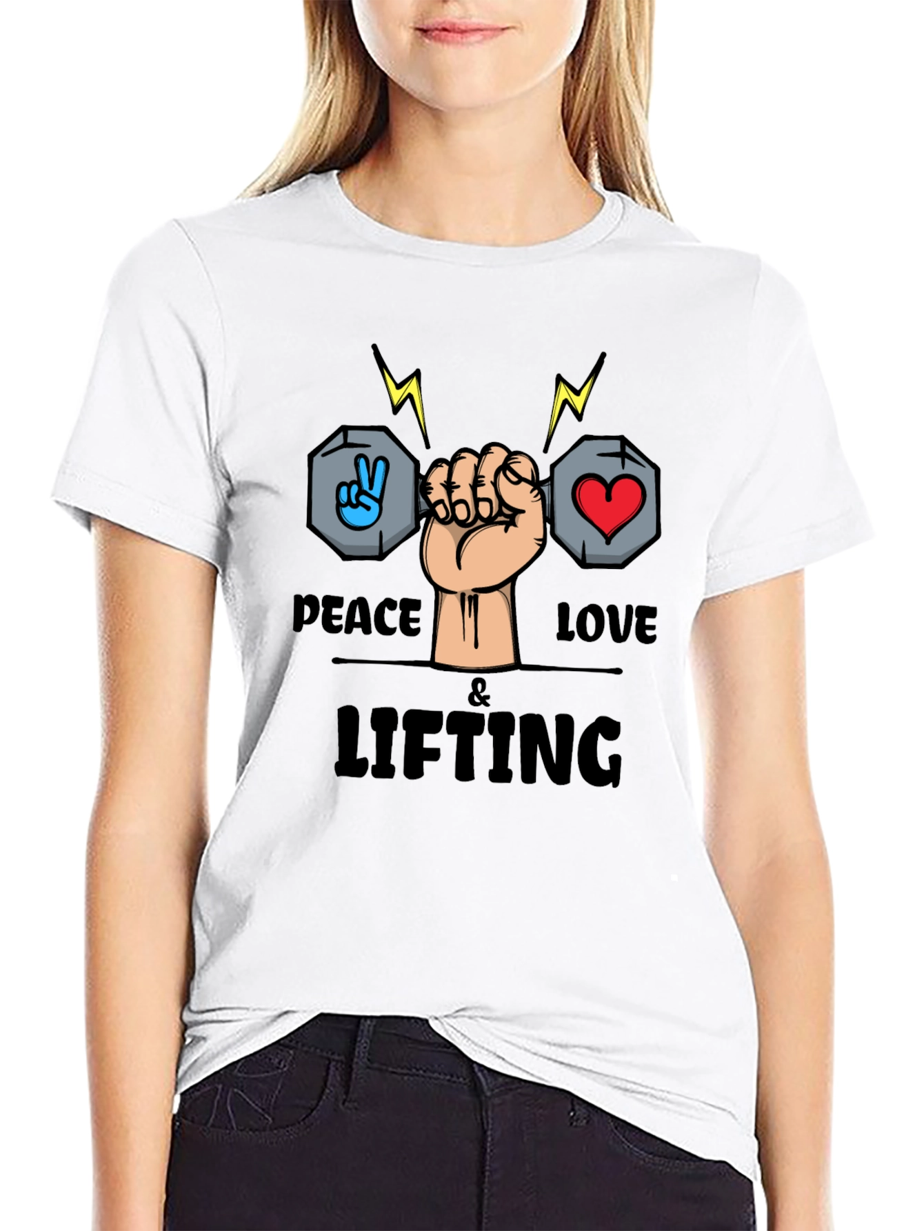 Peace Love Lifting Black Graphic Tee