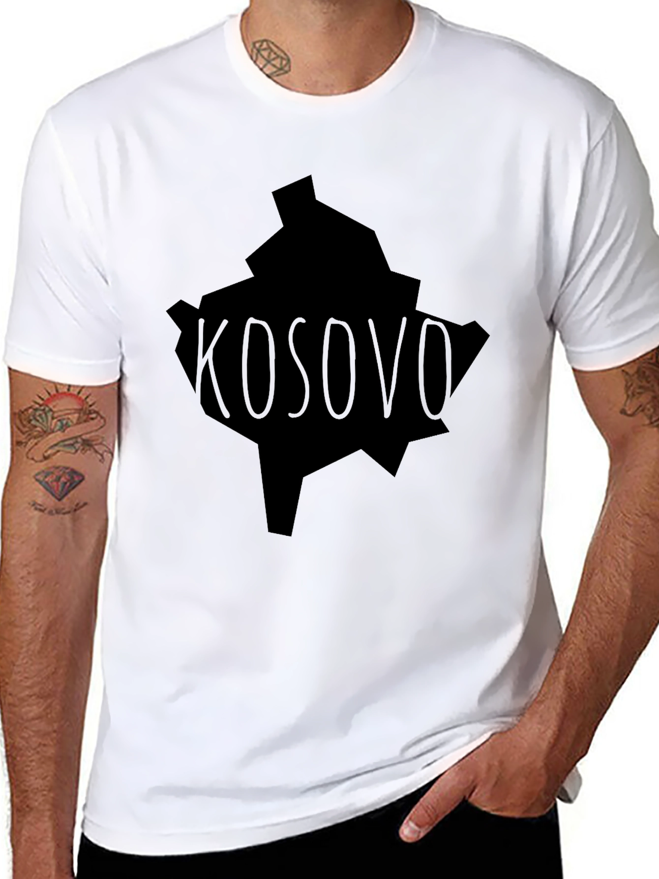 Kosovo Map Graphic T-Shirt - Black Tee