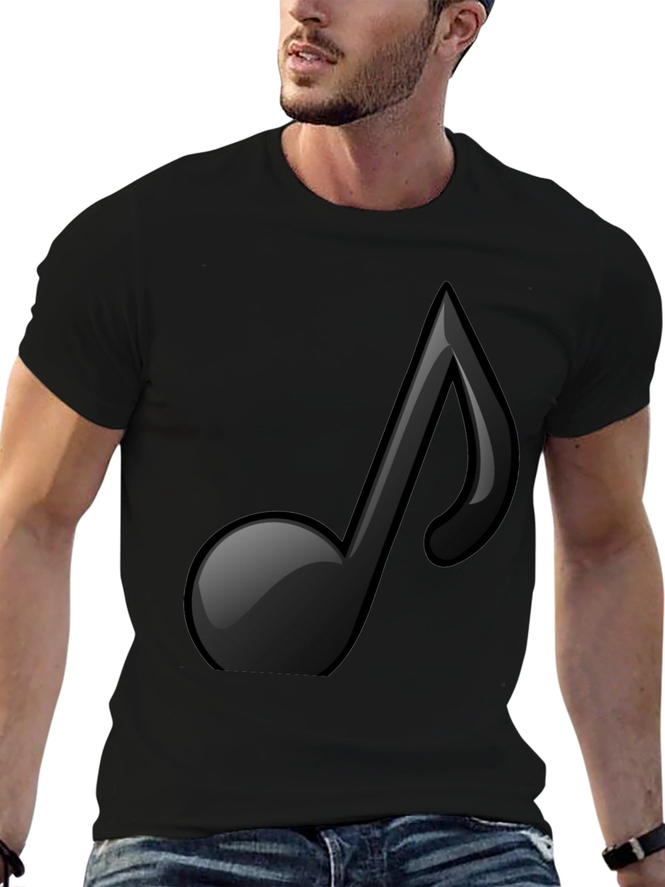 Musical Note Graphic T-Shirt - Stylish Black Tee