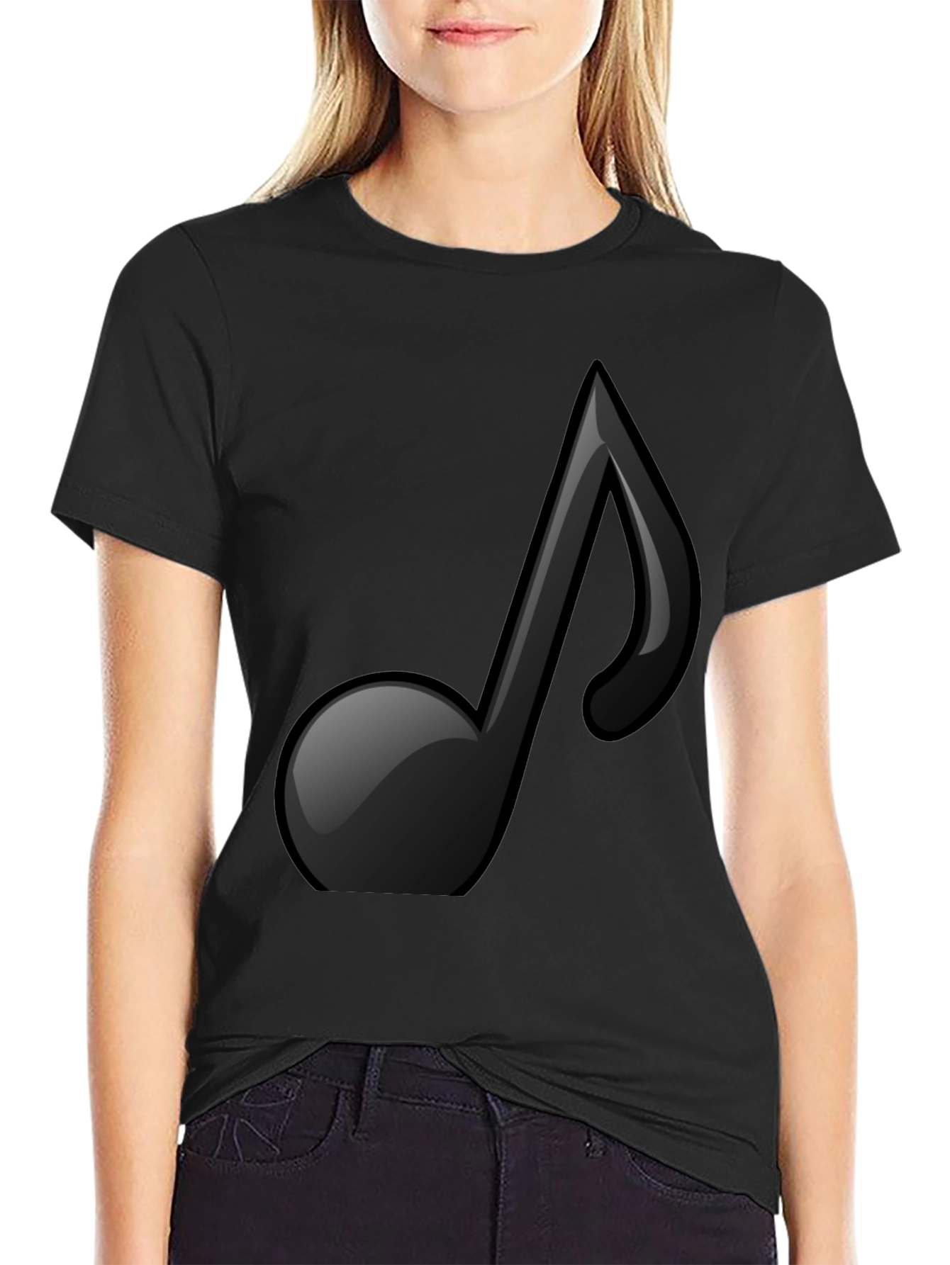 Musical Note Graphic T-Shirt - Stylish Black Tee