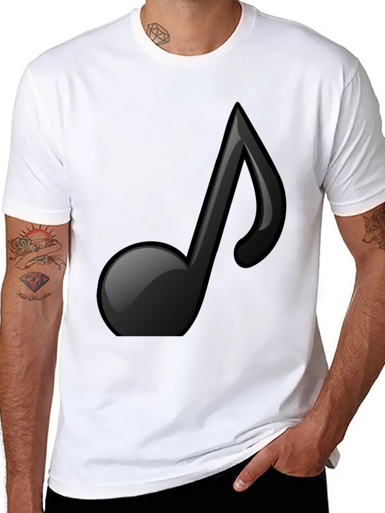 Musical Note Graphic T-Shirt - Stylish Black Tee