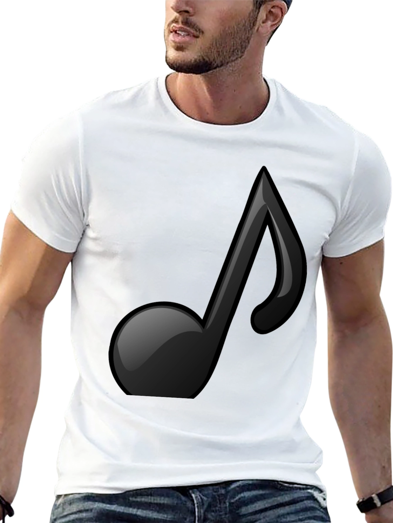 Musical Note Graphic T-Shirt - Stylish Black Tee