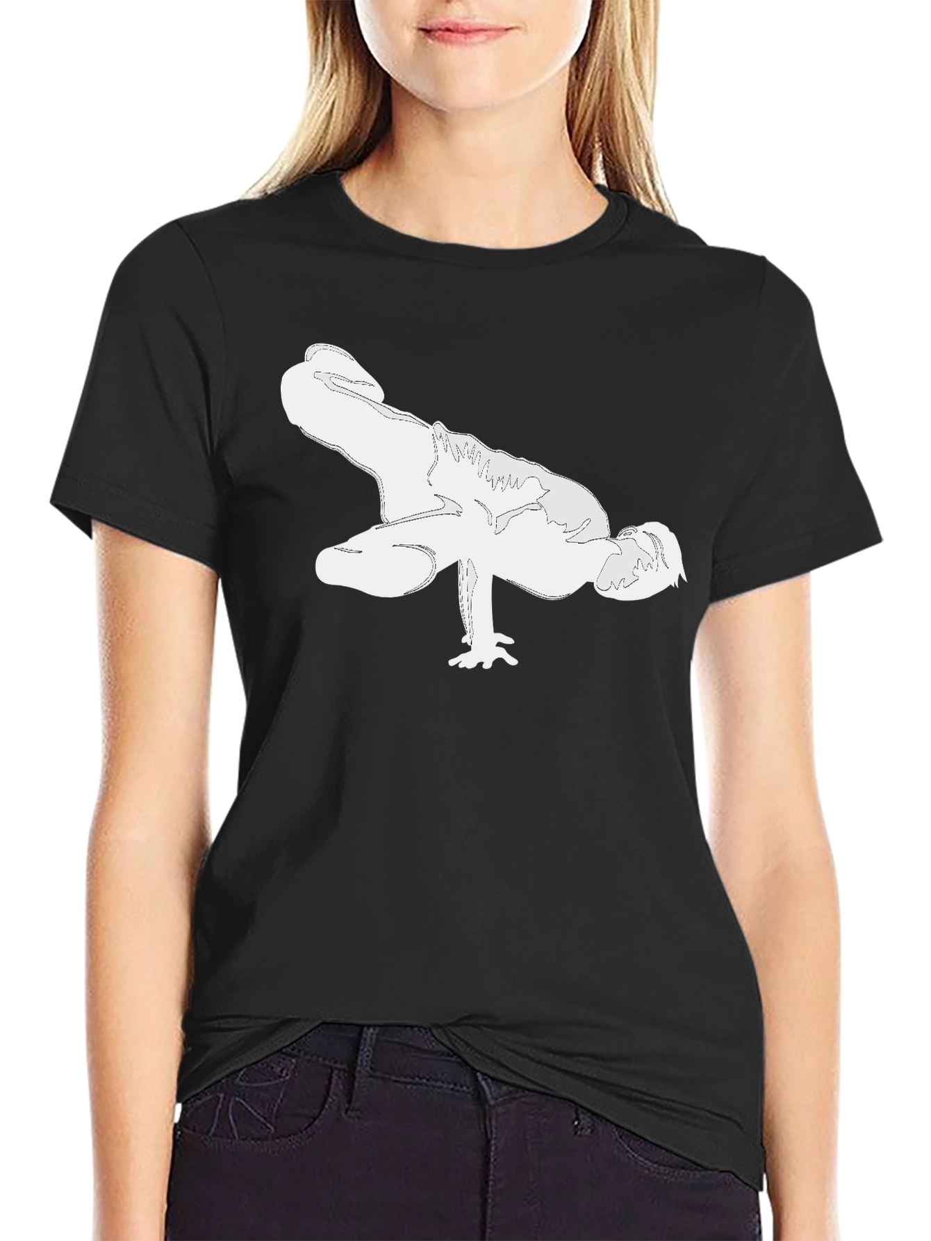 Breakdance Pose Graphic Tee - Black Cotton T-Shirt