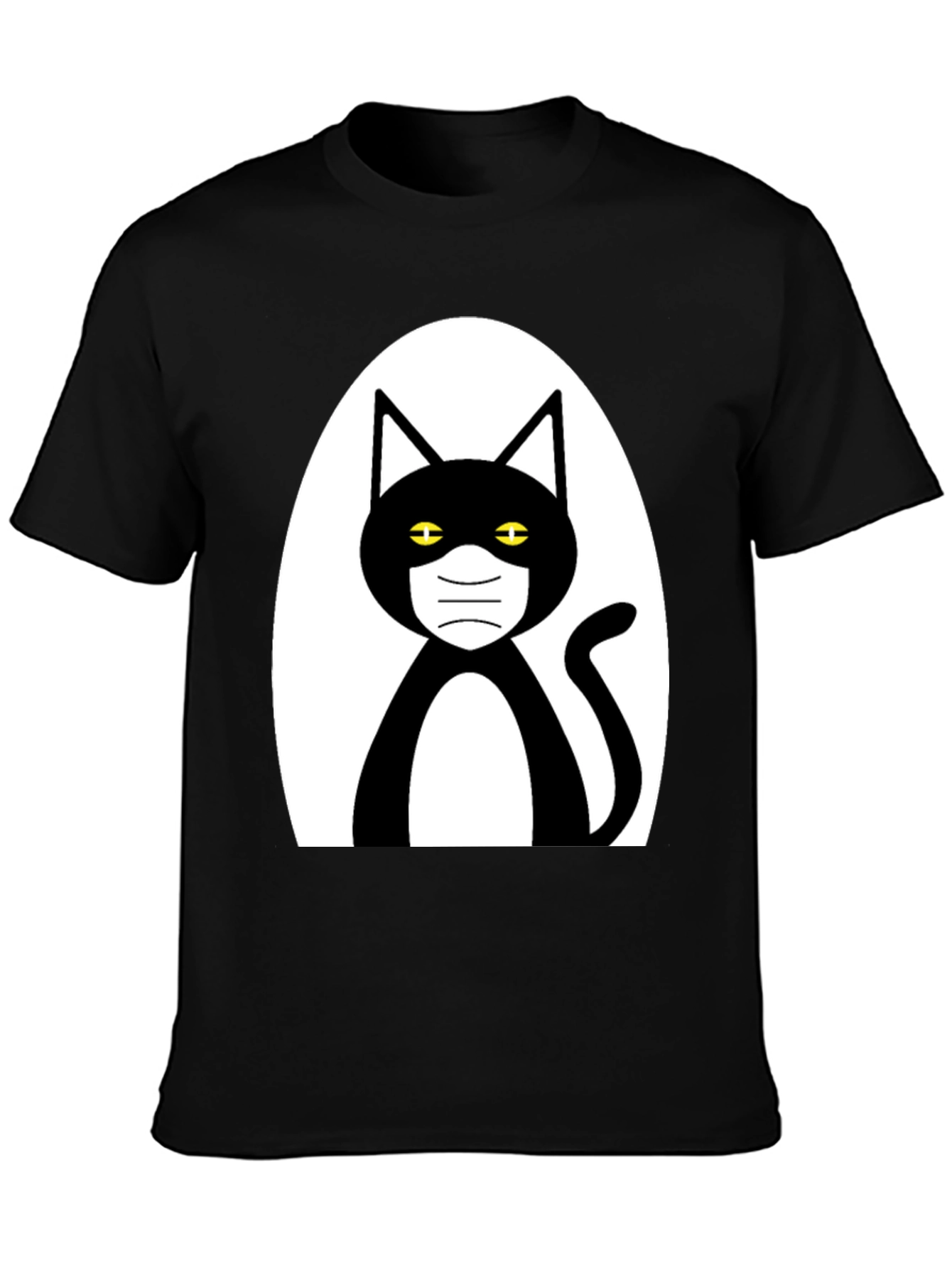 Masked Cat Graphic Tee - Unisex Black T-Shirt