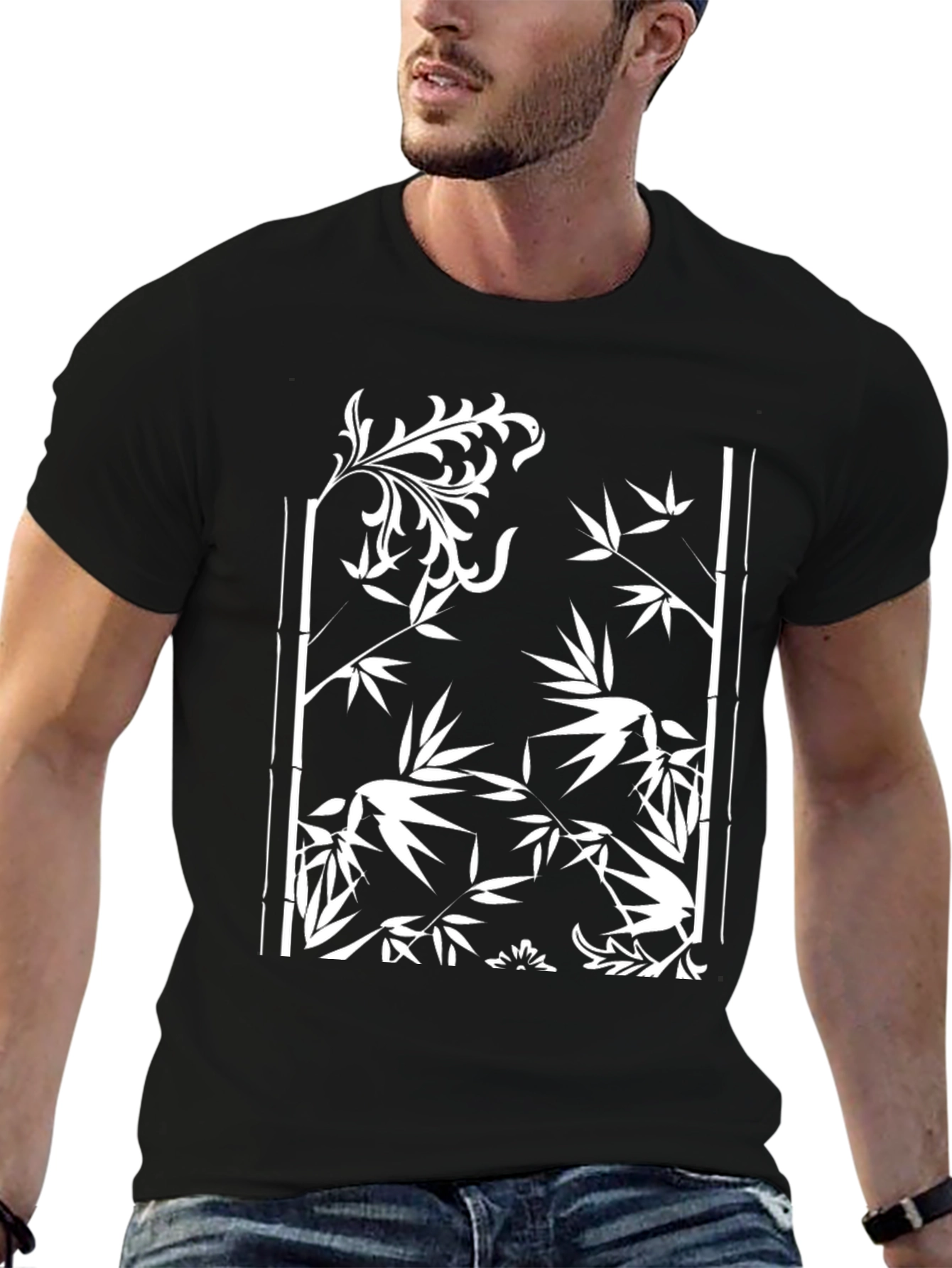 Bamboo Design Black T-Shirt