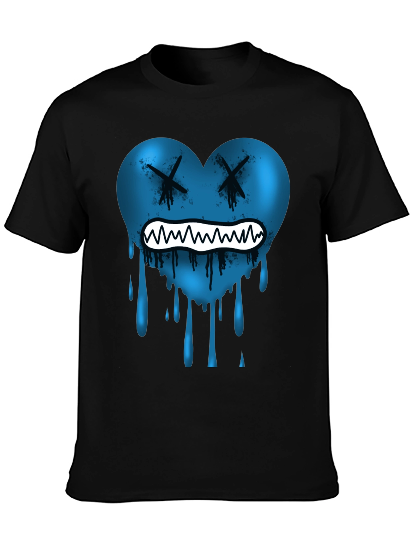 Blue Heart Drip Graphic Tee - Unique Design