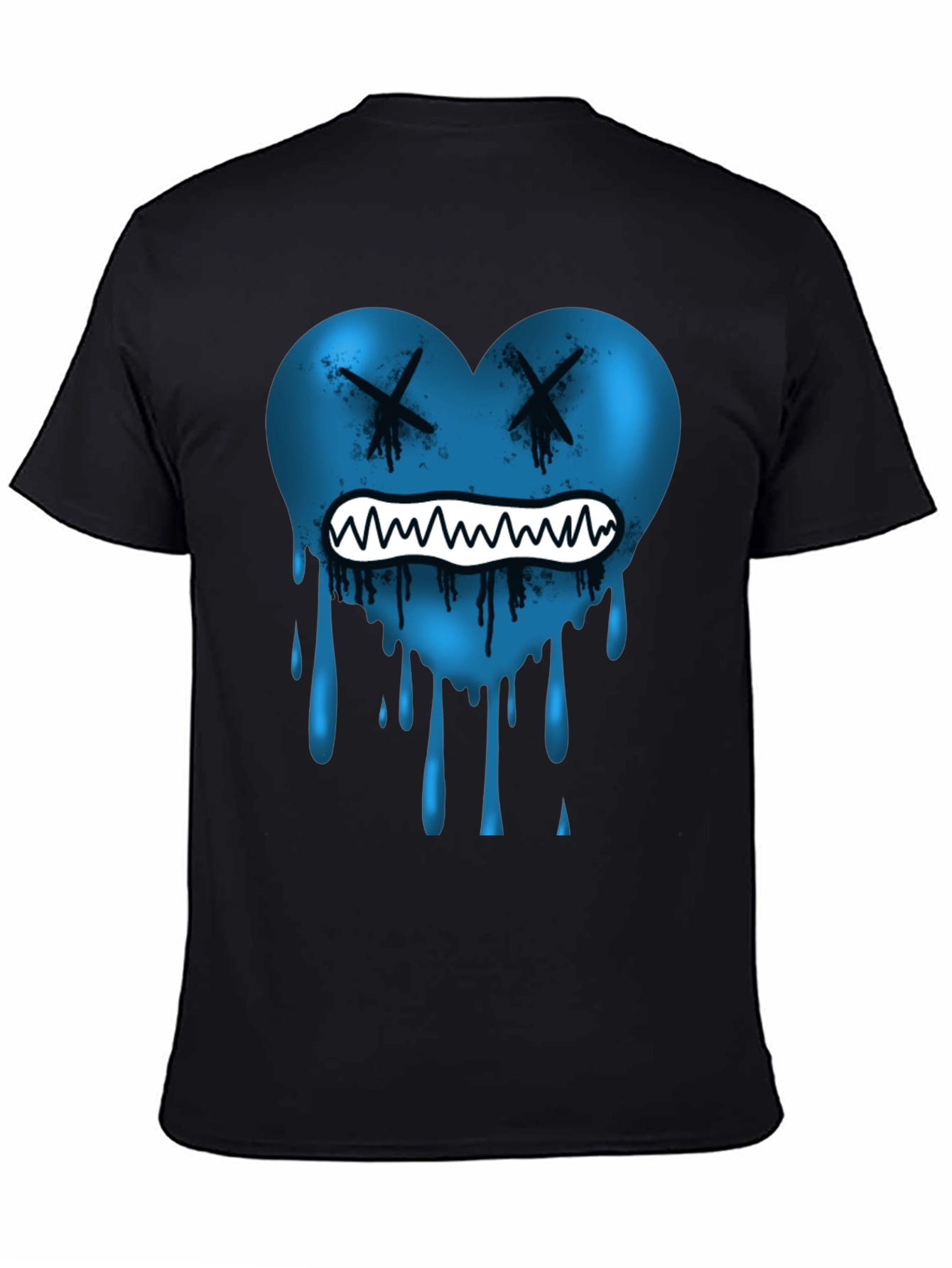 Blue Heart Drip Graphic Tee - Unique Design