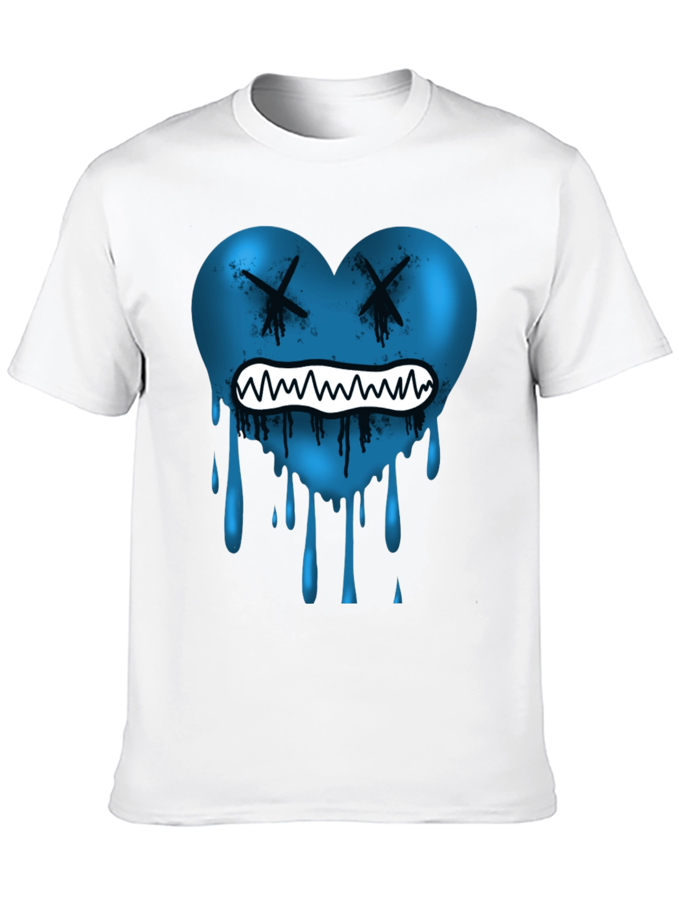 Blue Heart Drip Graphic Tee - Unique Design