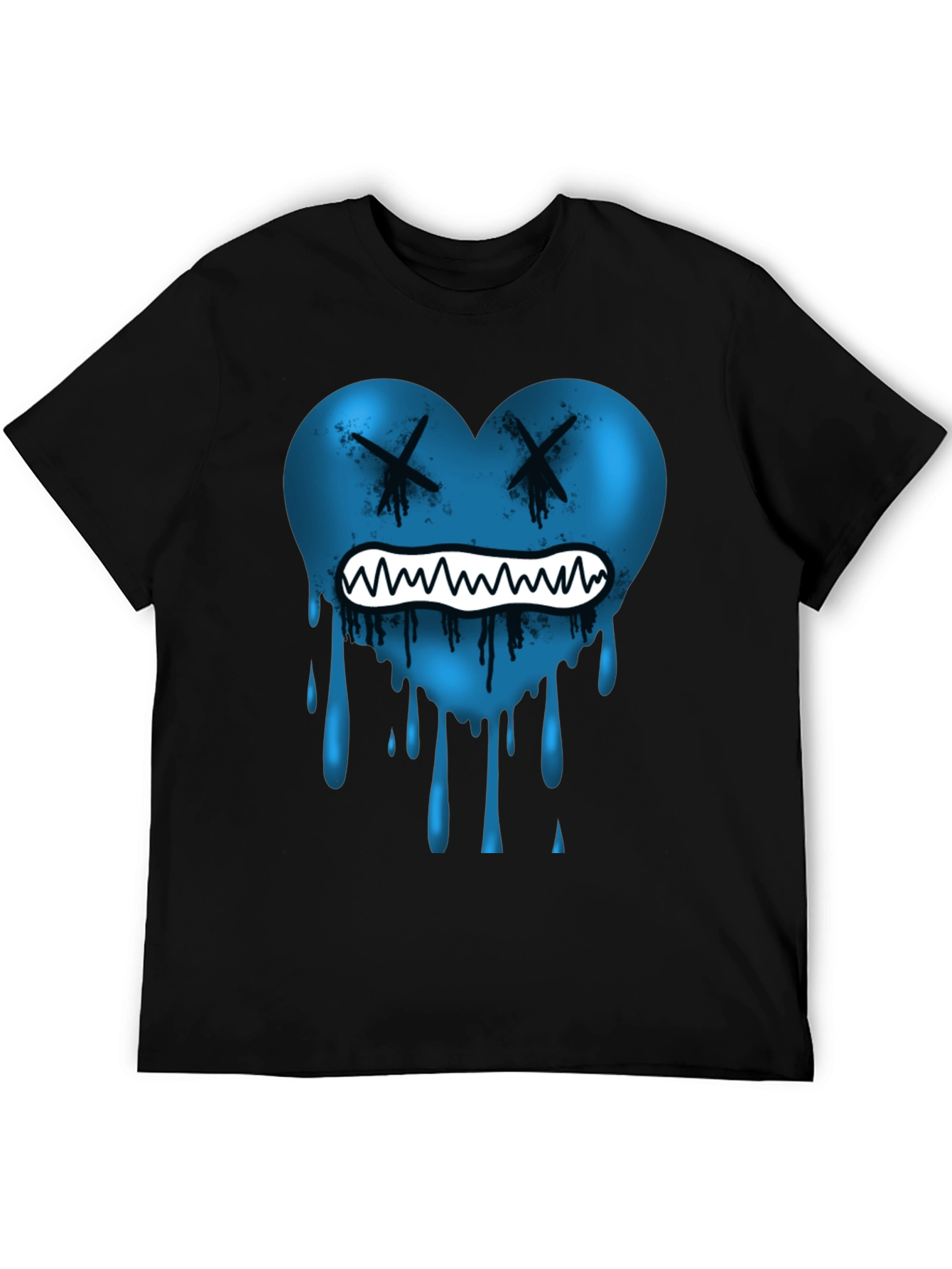 Blue Heart Drip Graphic Tee - Unique Design