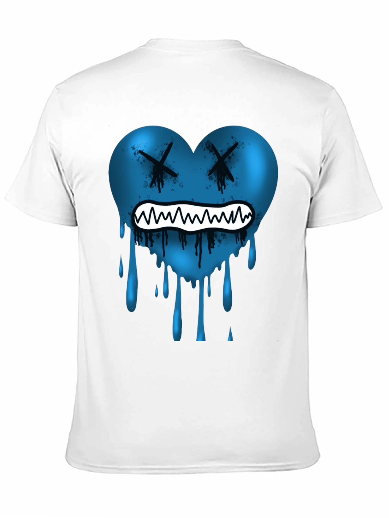 Blue Heart Drip Graphic Tee - Unique Design