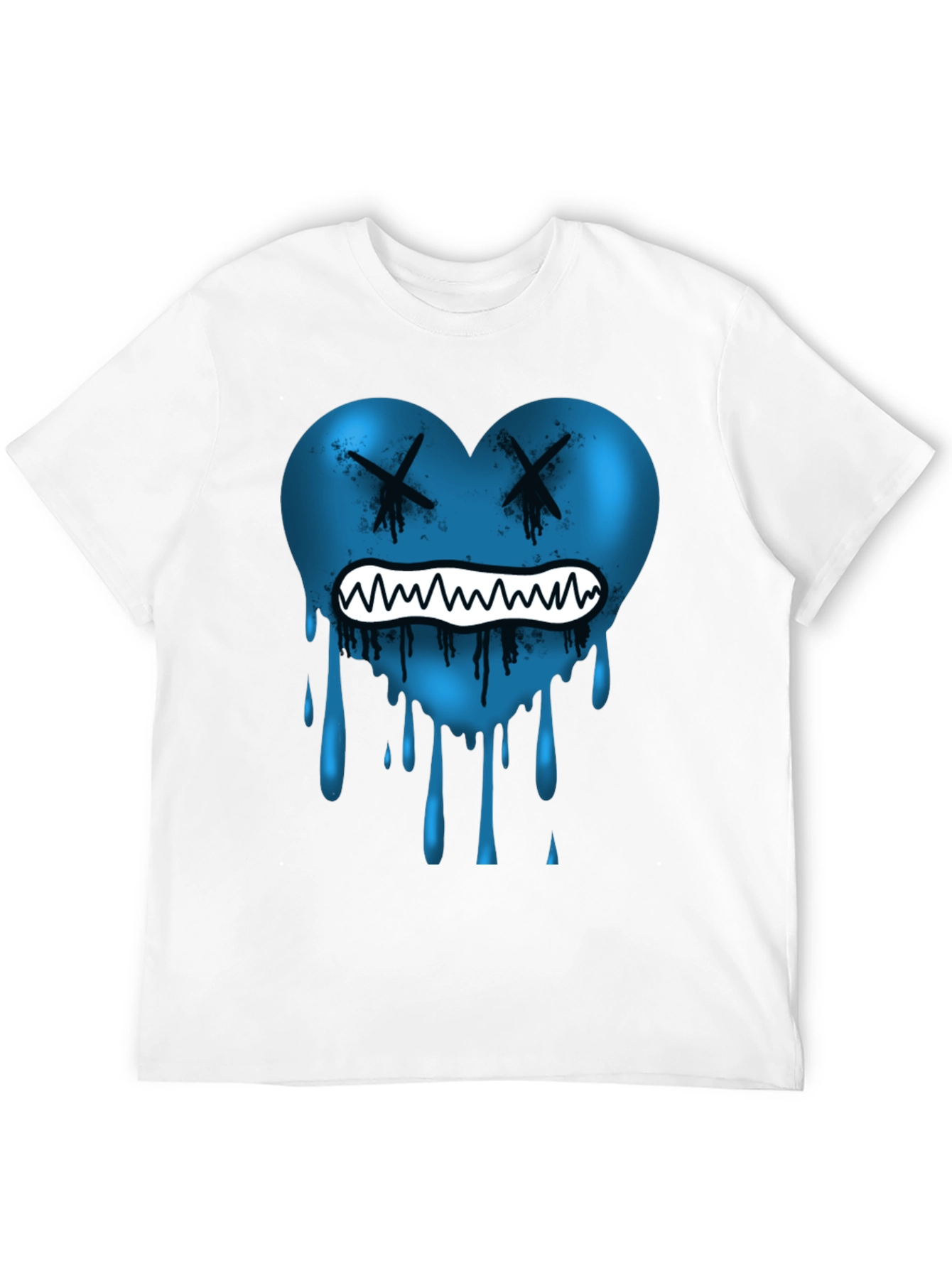 Blue Heart Drip Graphic Tee - Unique Design