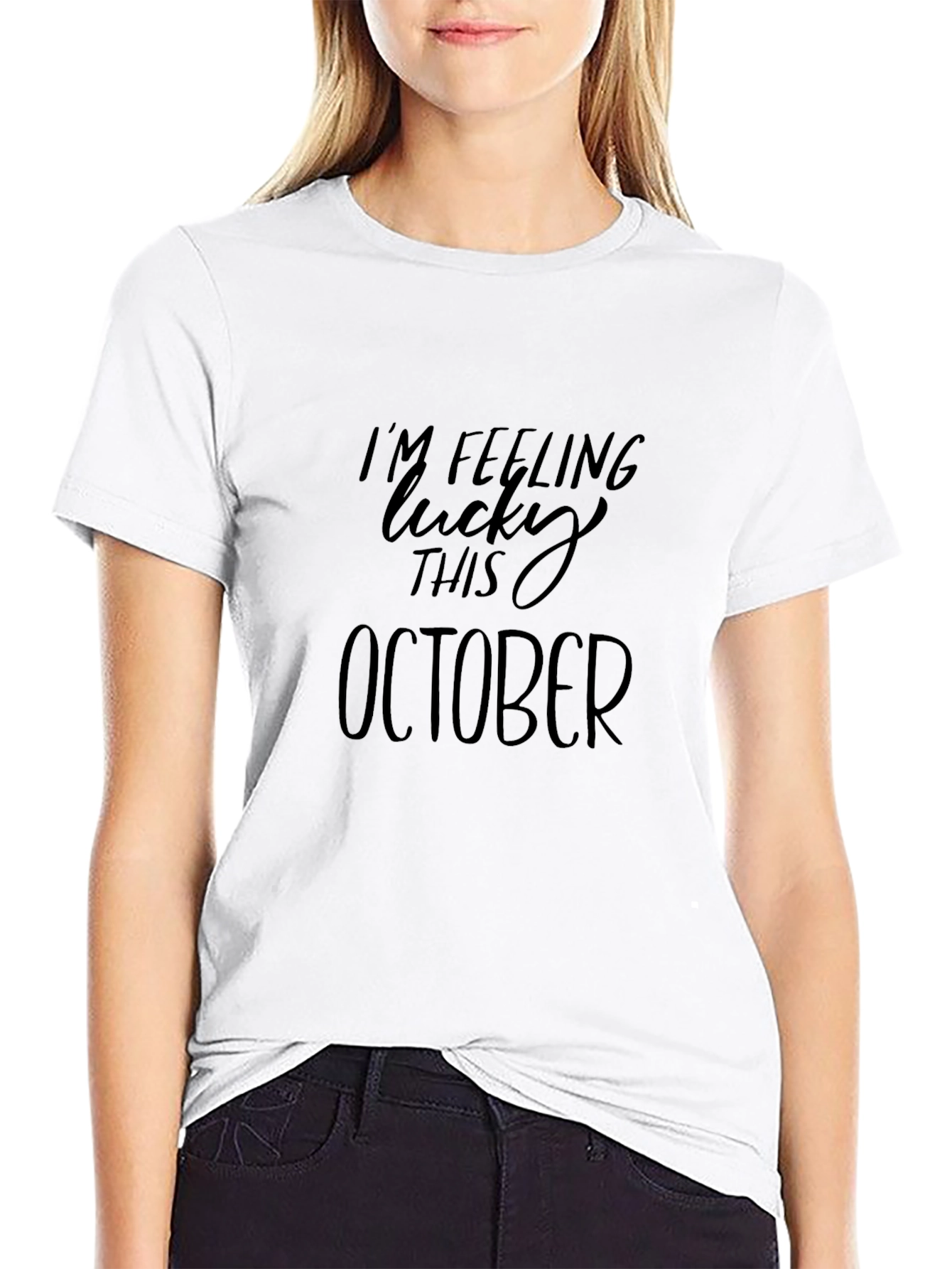 Lucky This October Black T-Shirt