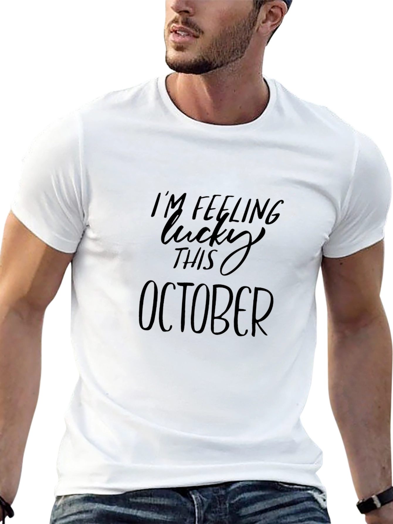Lucky This October Black T-Shirt