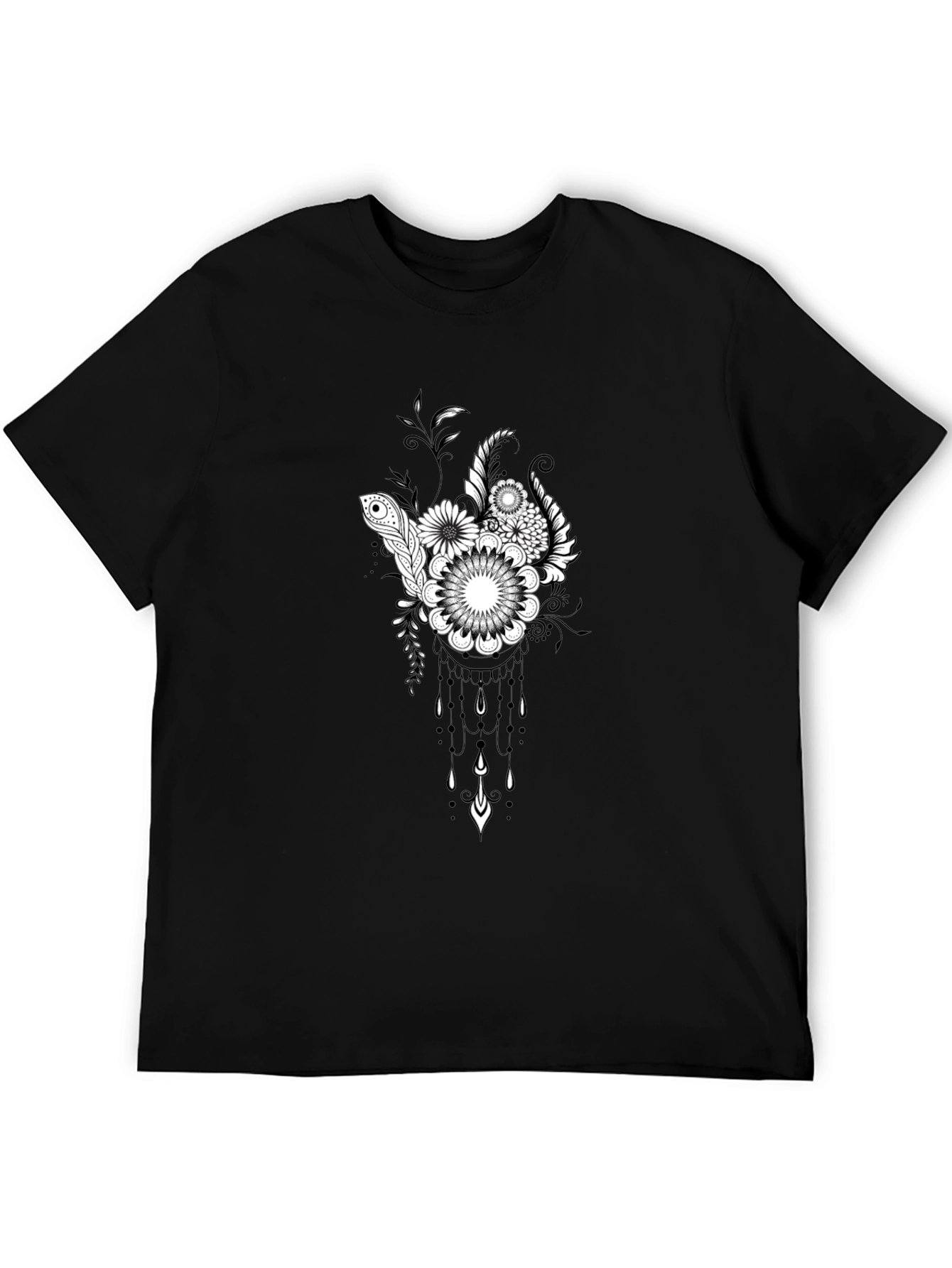 Floral Dreamcatcher Black T-Shirt