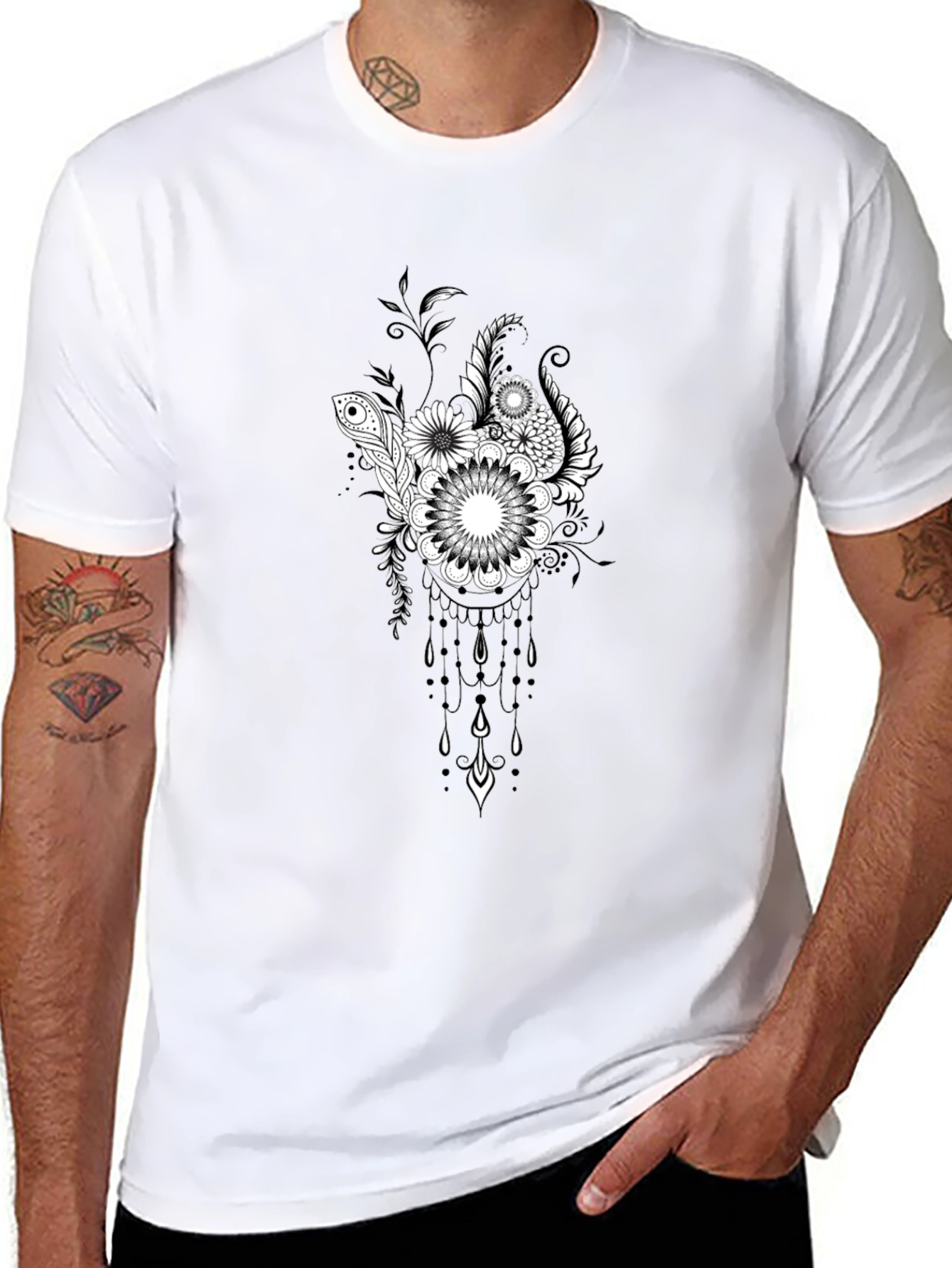 Floral Dreamcatcher Black T-Shirt