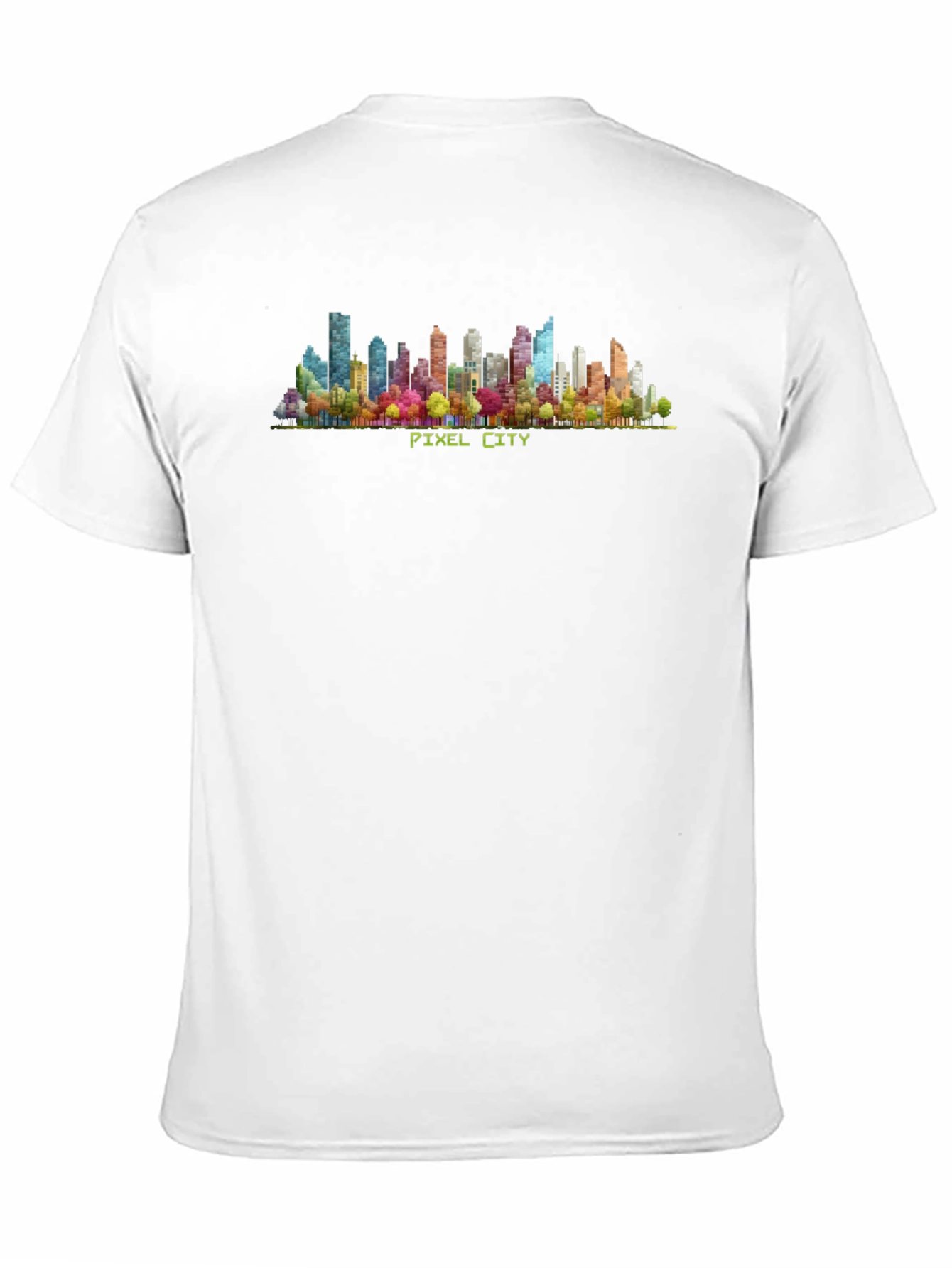 Pixel Cityscape Graphic Tee - Black Cotton T-Shirt