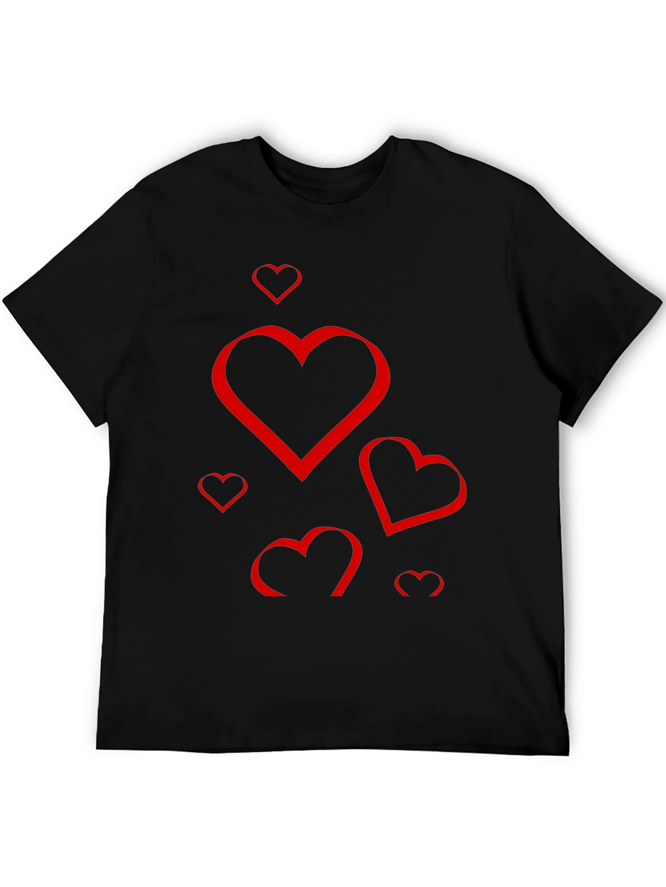 Heart Print Black T-Shirt