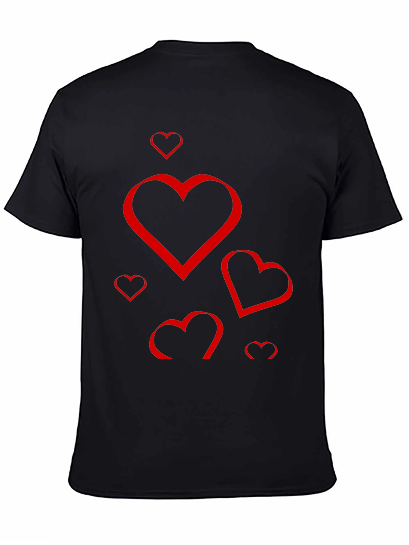 Heart Print Black T-Shirt