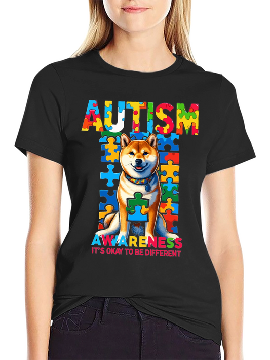 Autism Awareness Dog Graphic Tee - Its Okay To Be Different