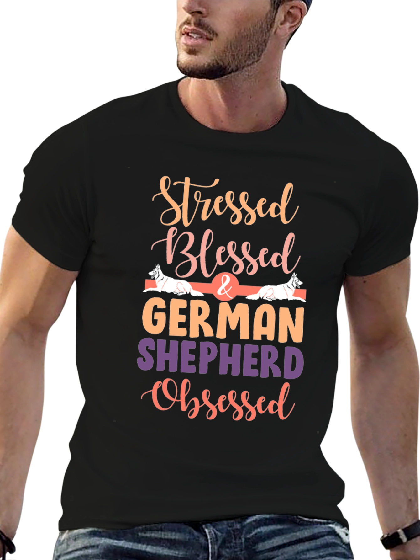 Stressed Blessed German Shepherd Obsessed Tee