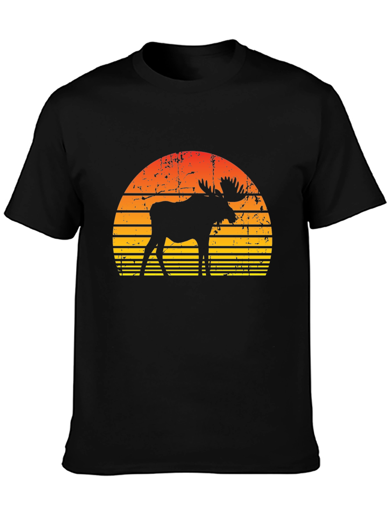 Retro Moose Sunset Graphic T-Shirt
