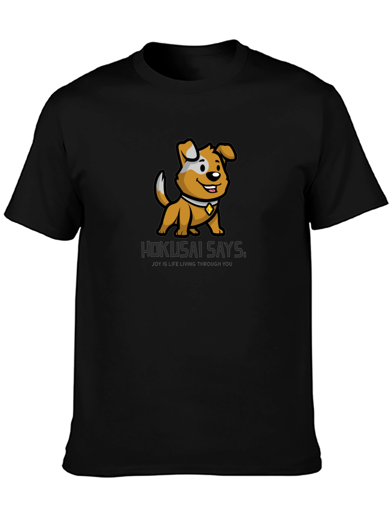 Cartoon Dog Graphic Tee - Hokusai Says Black T-Shirt