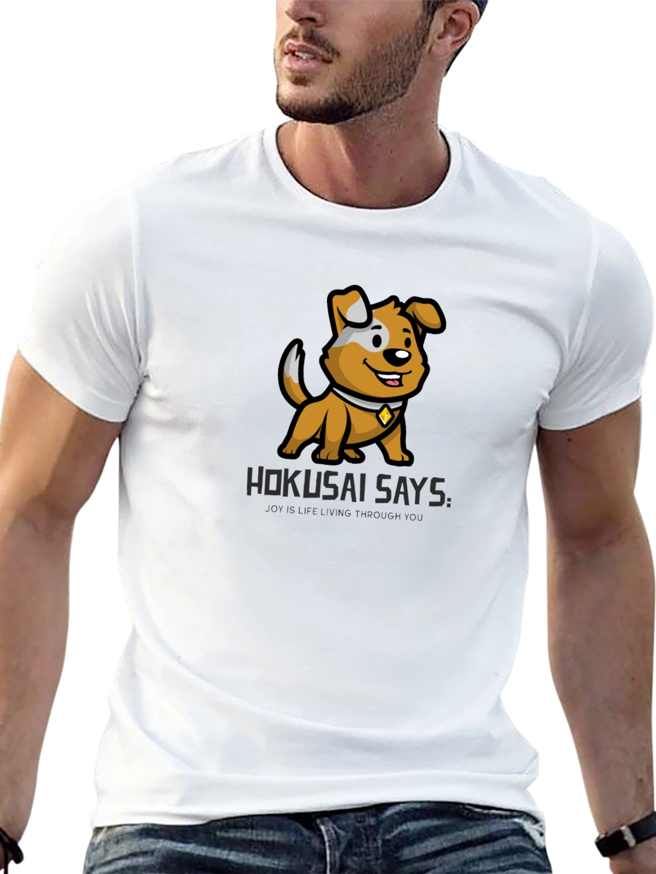 Cartoon Dog Graphic Tee - Hokusai Says Black T-Shirt