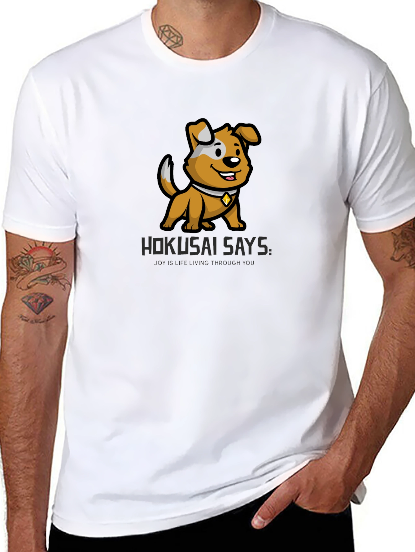 Cartoon Dog Graphic Tee - Hokusai Says Black T-Shirt